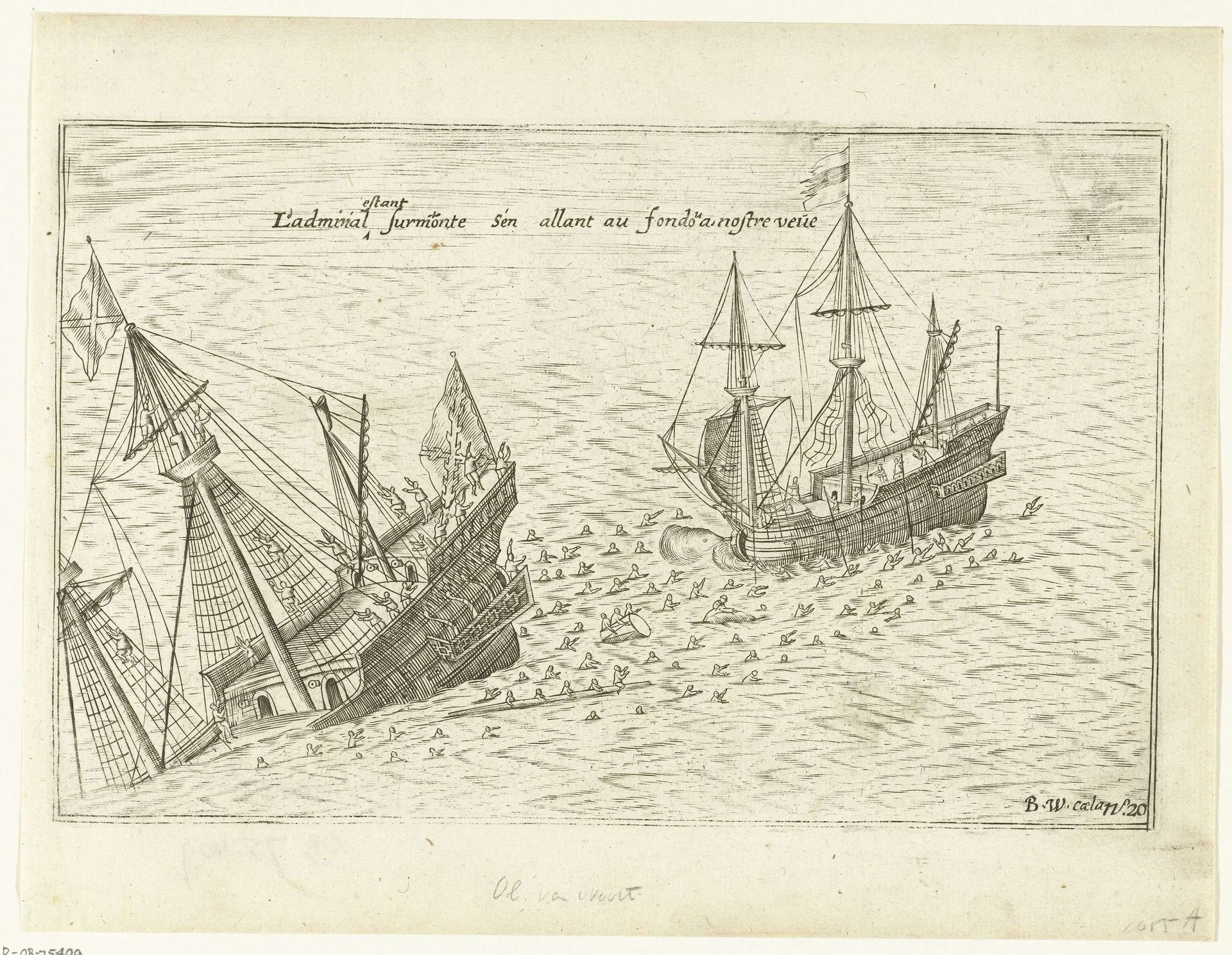 De Mauritius zinkt het Spaanse schip in de baai van Manila, 1600 by Benjamin Wright