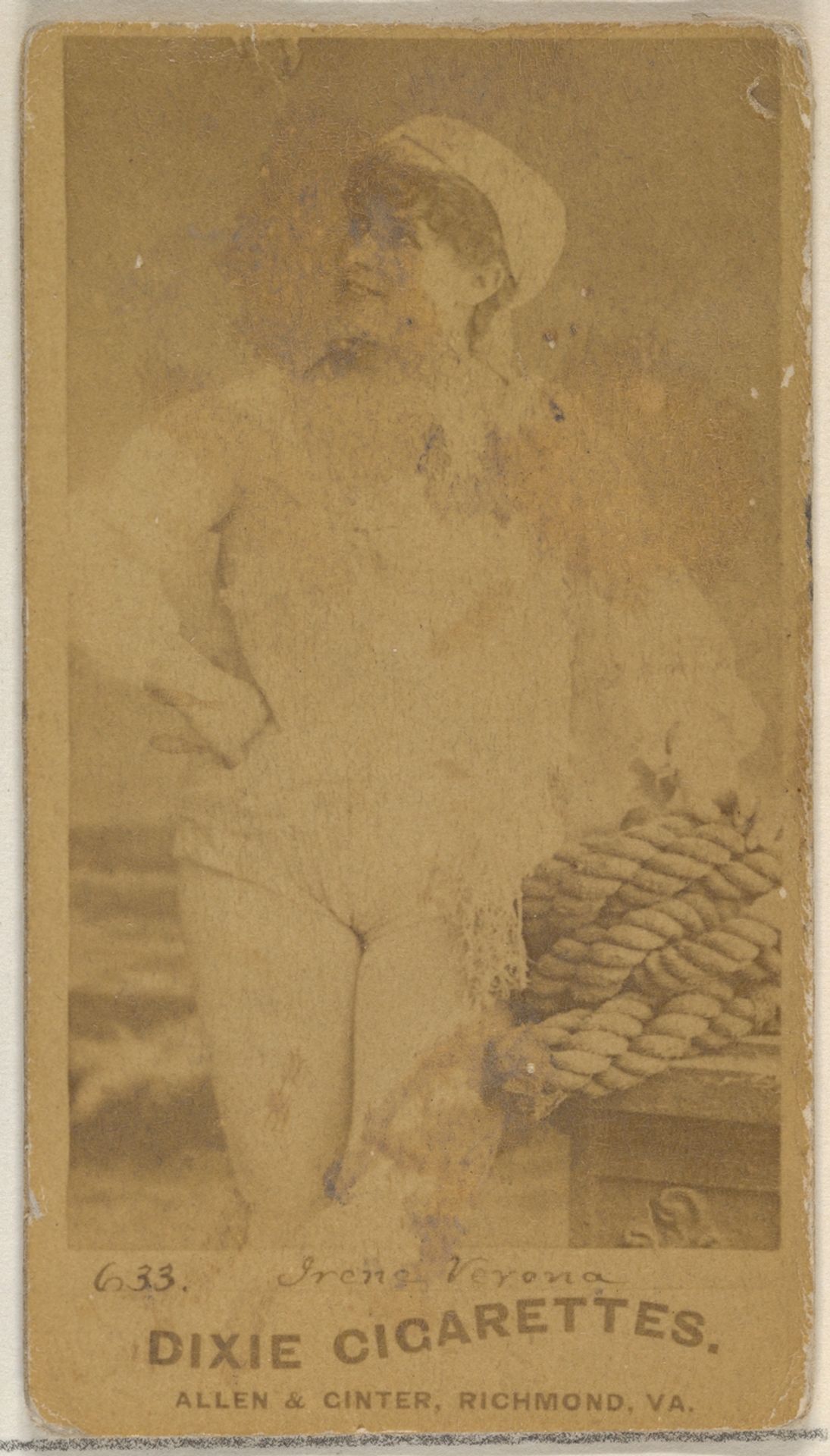 Card 633, Irene Verona, from the Actors and Actresses series (N45, Type 7) for Dixie Cigarettes by Allen & Ginter