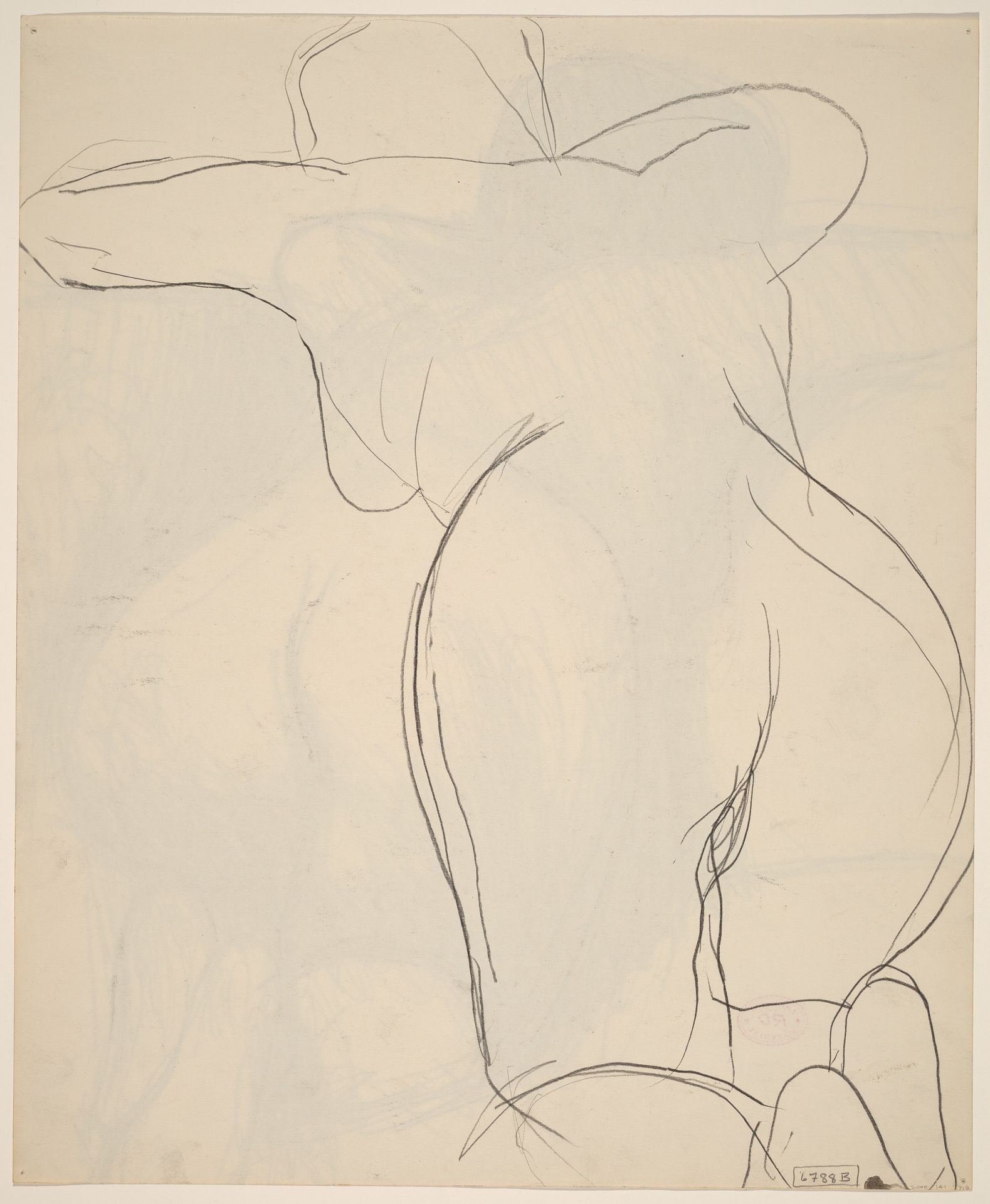 Untitled [back and buttocks view of a kneeling female nude] [verso] by Richard Diebenkorn