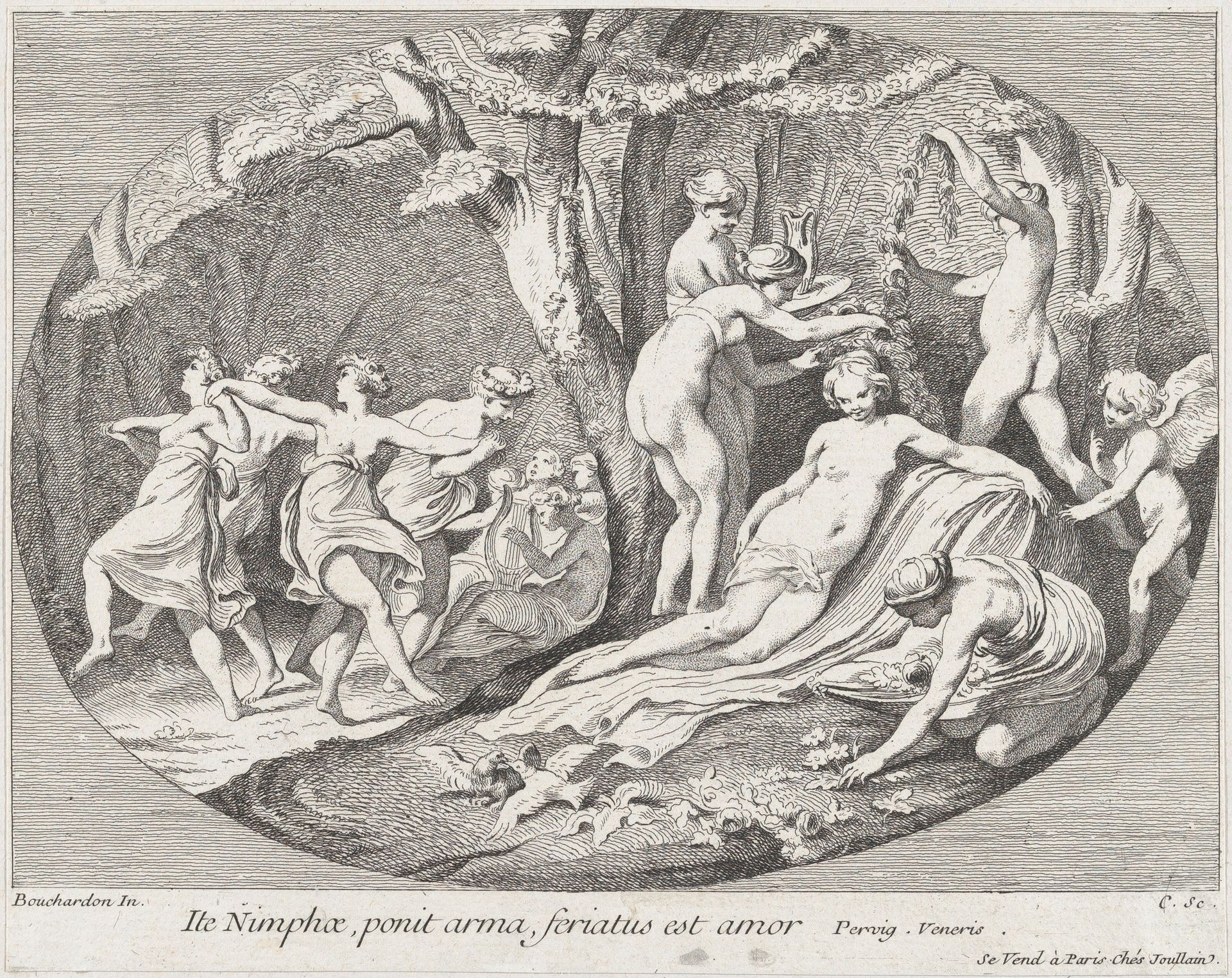 Go Nymphs, who lay down their arms, Love is resting! by Anne Claude Philippe Caylus