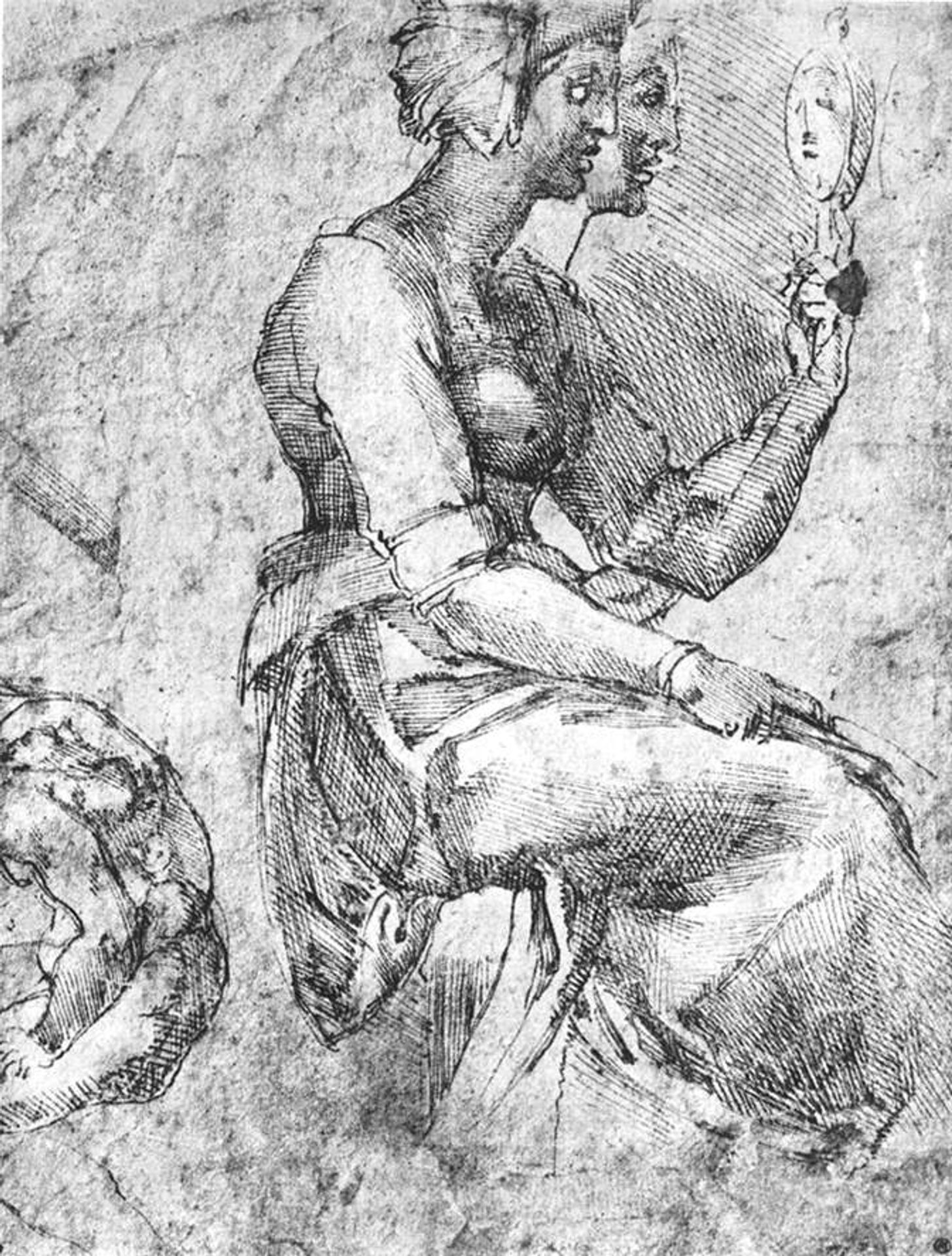 Study of a Seated Woman by Michelangelo