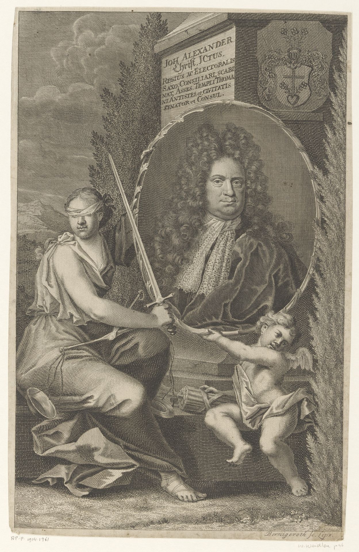 Portret van Johann Alexander Christ by Martin Bernigeroth