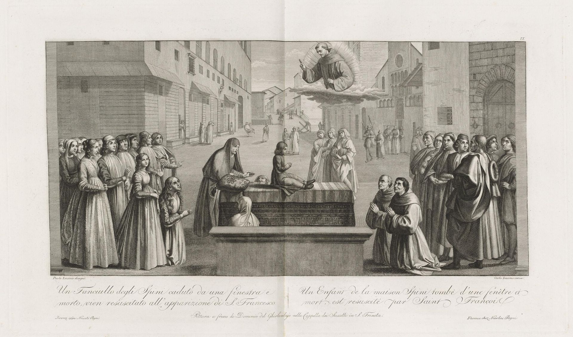 A Little Boy of the Spina Family, Killed by His Falling from a Window, Is Restored to Life by the Apparition of Saint Francis by Conte Carlo Lasinio