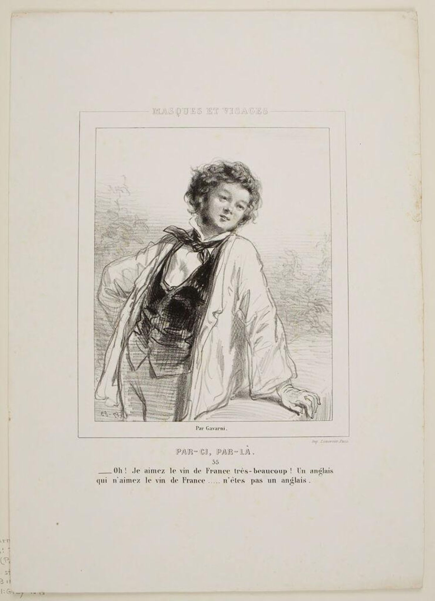 Oh!  I love French wine very much!  An Englishman who does not love French wine . . . is not an Englishman. by Paul Gavarni