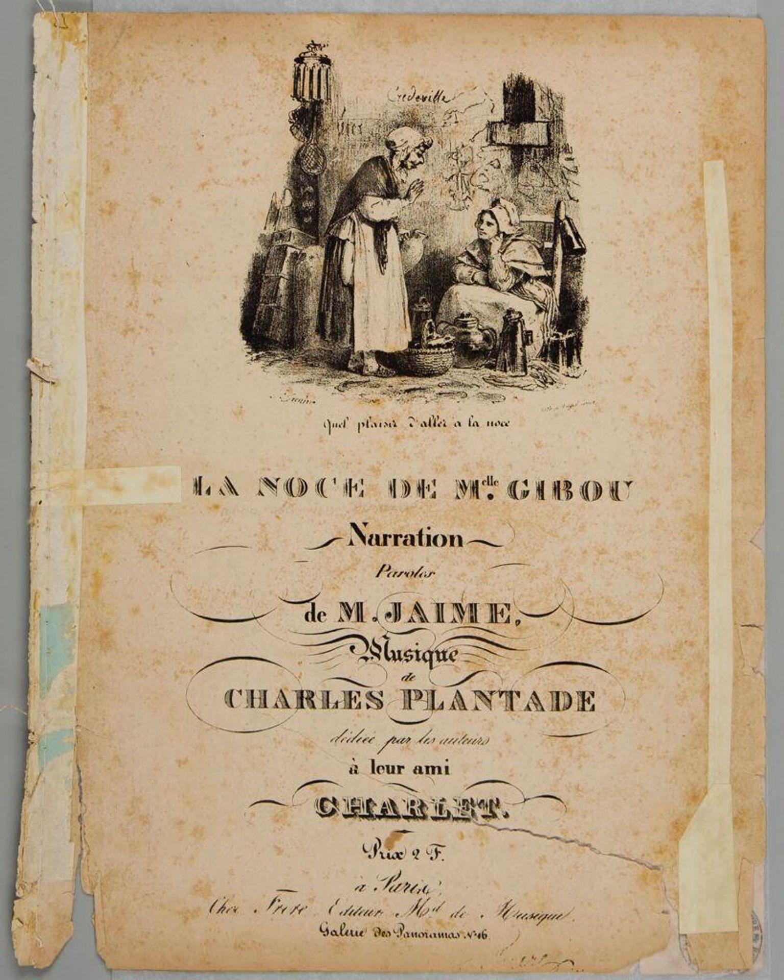 Miss Gibou's Wedding Night/Cover of Sheet Music by Francisque-Martin-FranÃ§ois Grenier de Saint-Martin