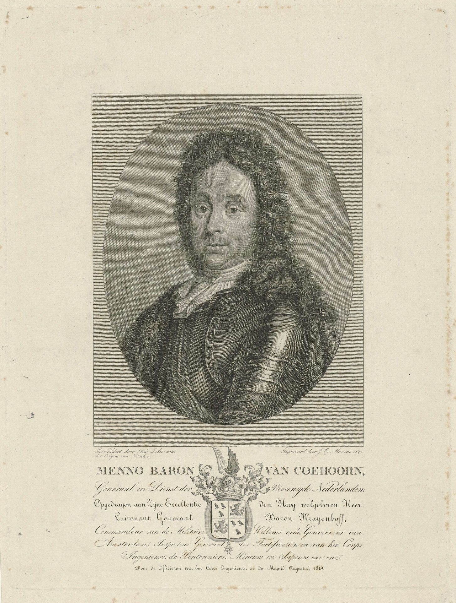 Portret van Menno baron van Coehoorn by Jacob Ernst Marcus