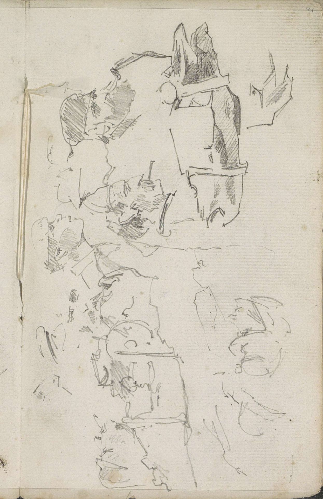 Studieblad met mannenhoofden en een paardenhoofd by George Hendrik Breitner