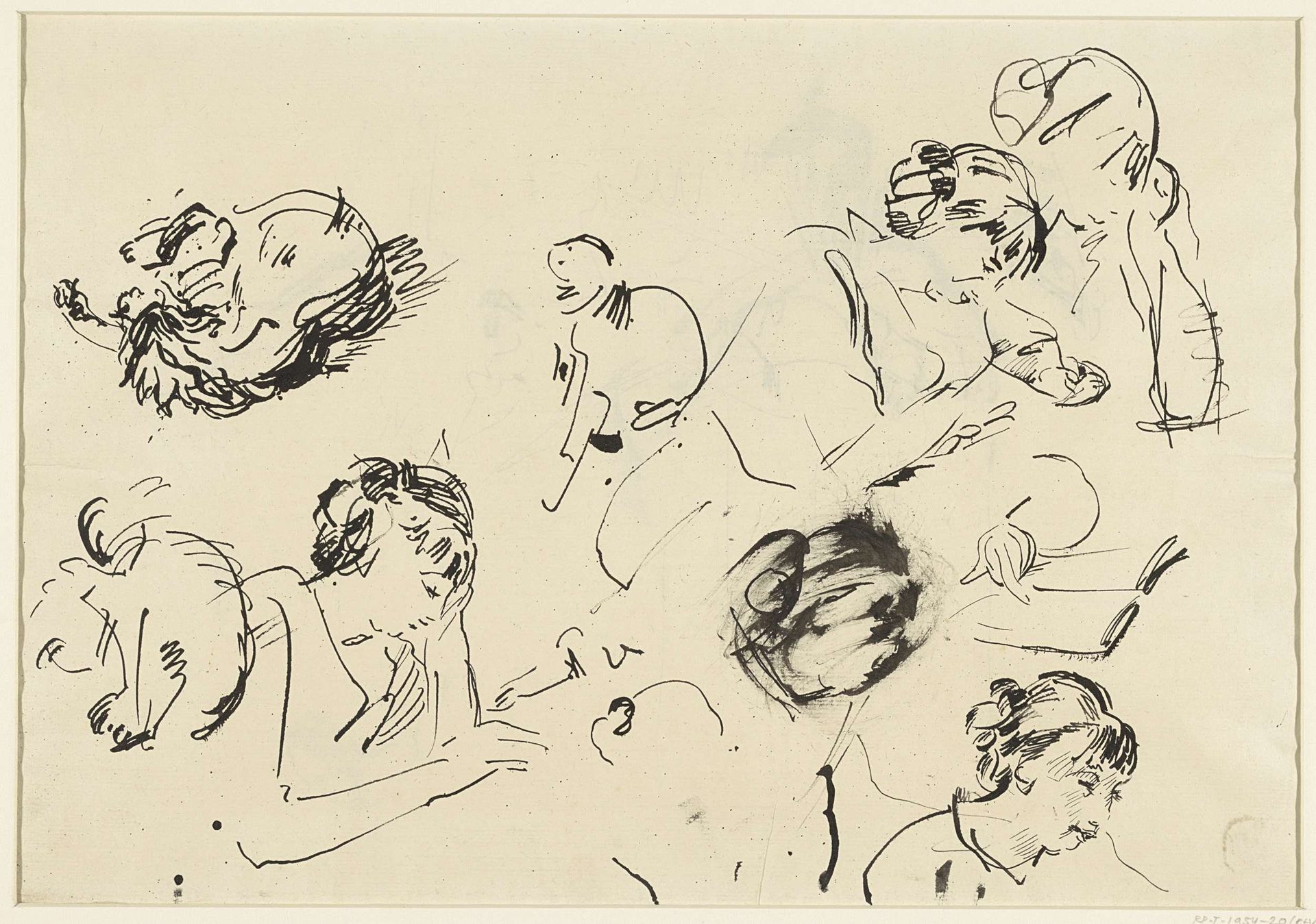 Studies van een lezende vrouw en spelende kat by Rik Wouters
