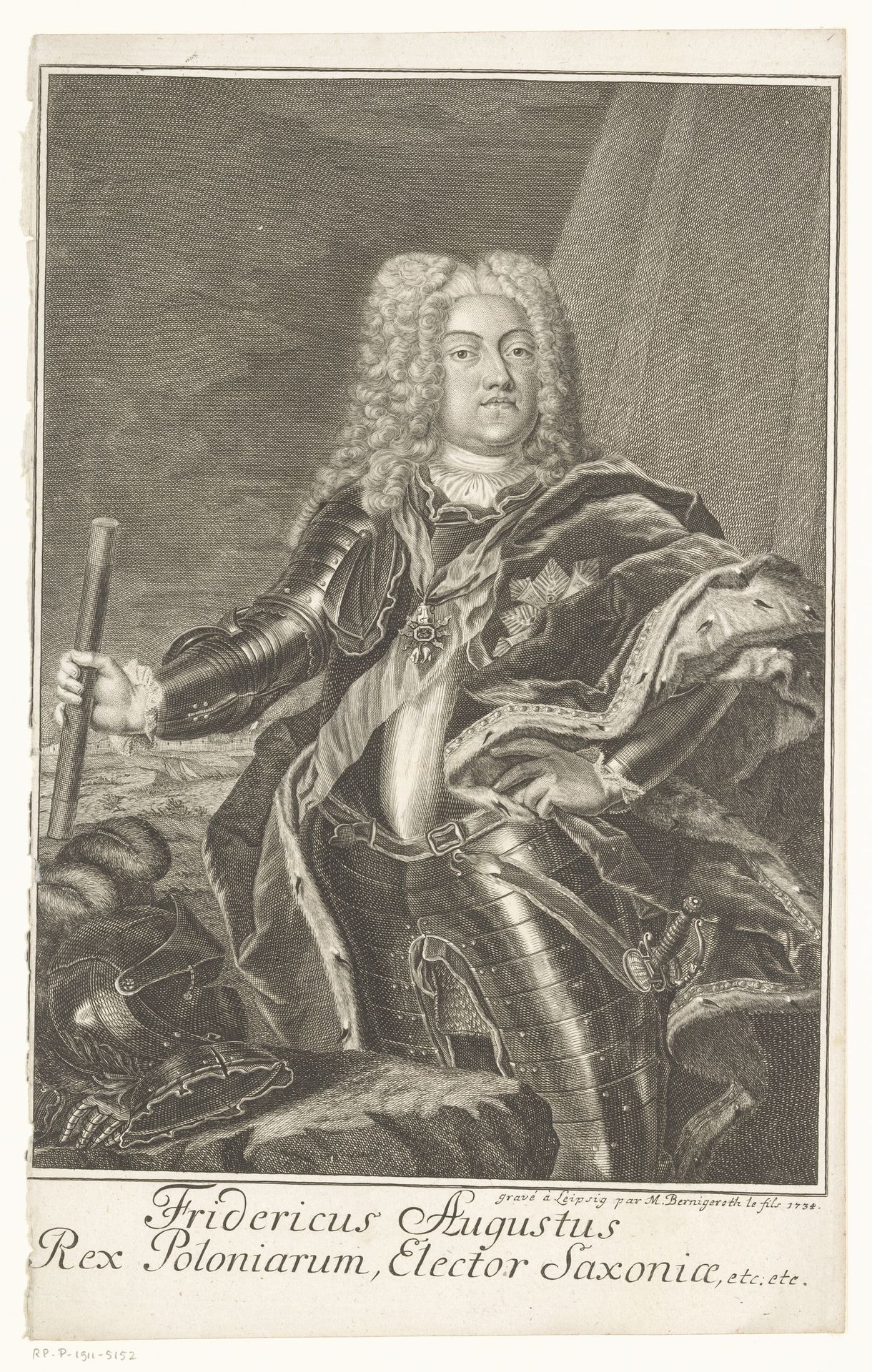 Portret van August III van Polen by Johann Martin Bernigeroth