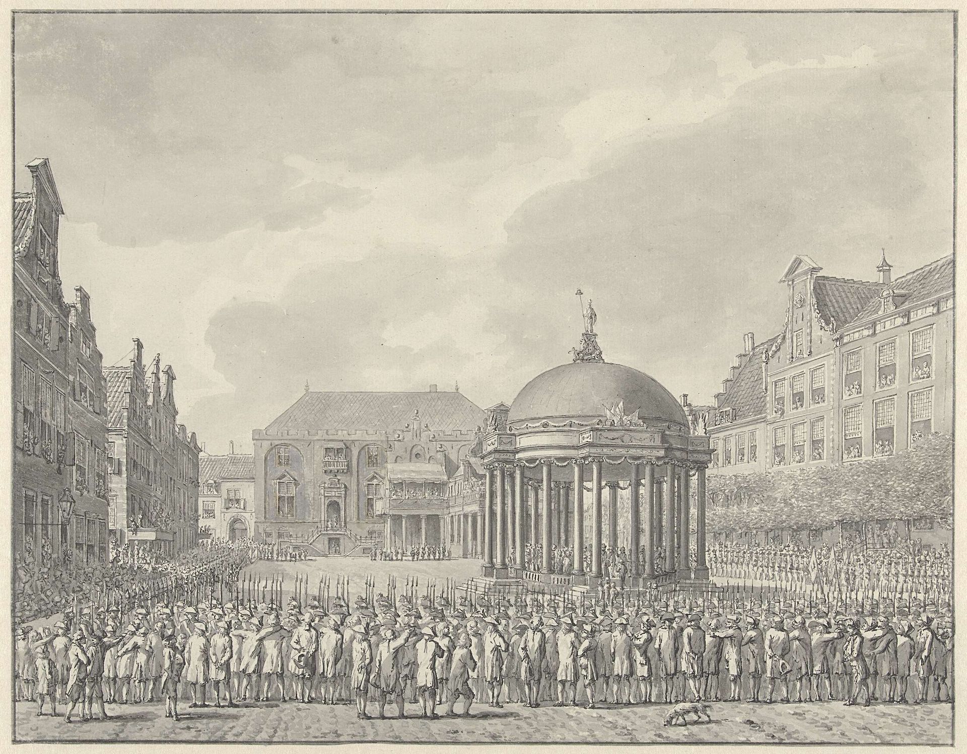 Beëdiging van het Regeringsreglement op de Grote Markt te Haarlem, 5 september 1787 by Vincent Jansz. van der Vinne