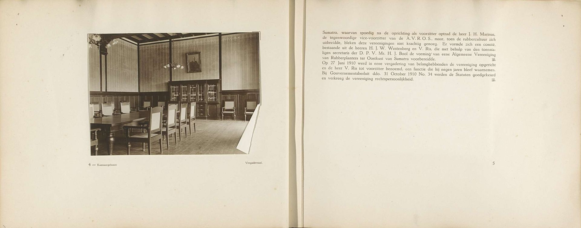Pagina 4 en 5 van fotoboek van de Algemeene Vereeniging van Rubberplanters ter Oostkust van Sumatra (A.V.R.O.S.) by J.W. Meyster