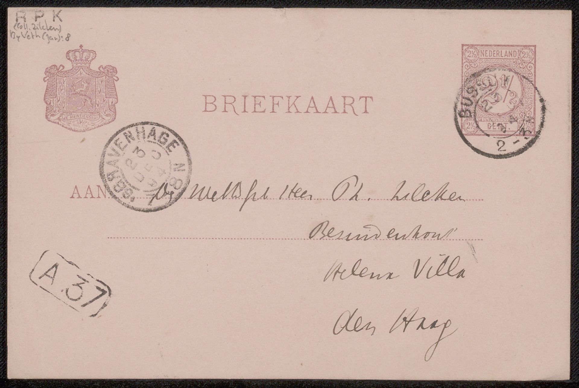 Briefkaart aan Philip Zilcken by Jan Veth