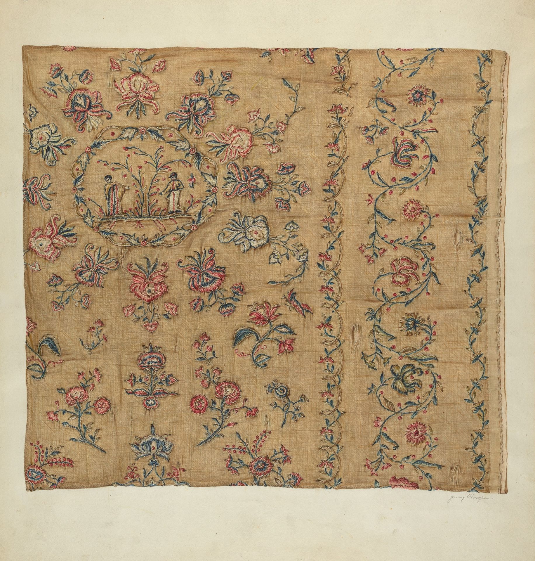 Embroidered Cotton Blanket by Jenny Almgren