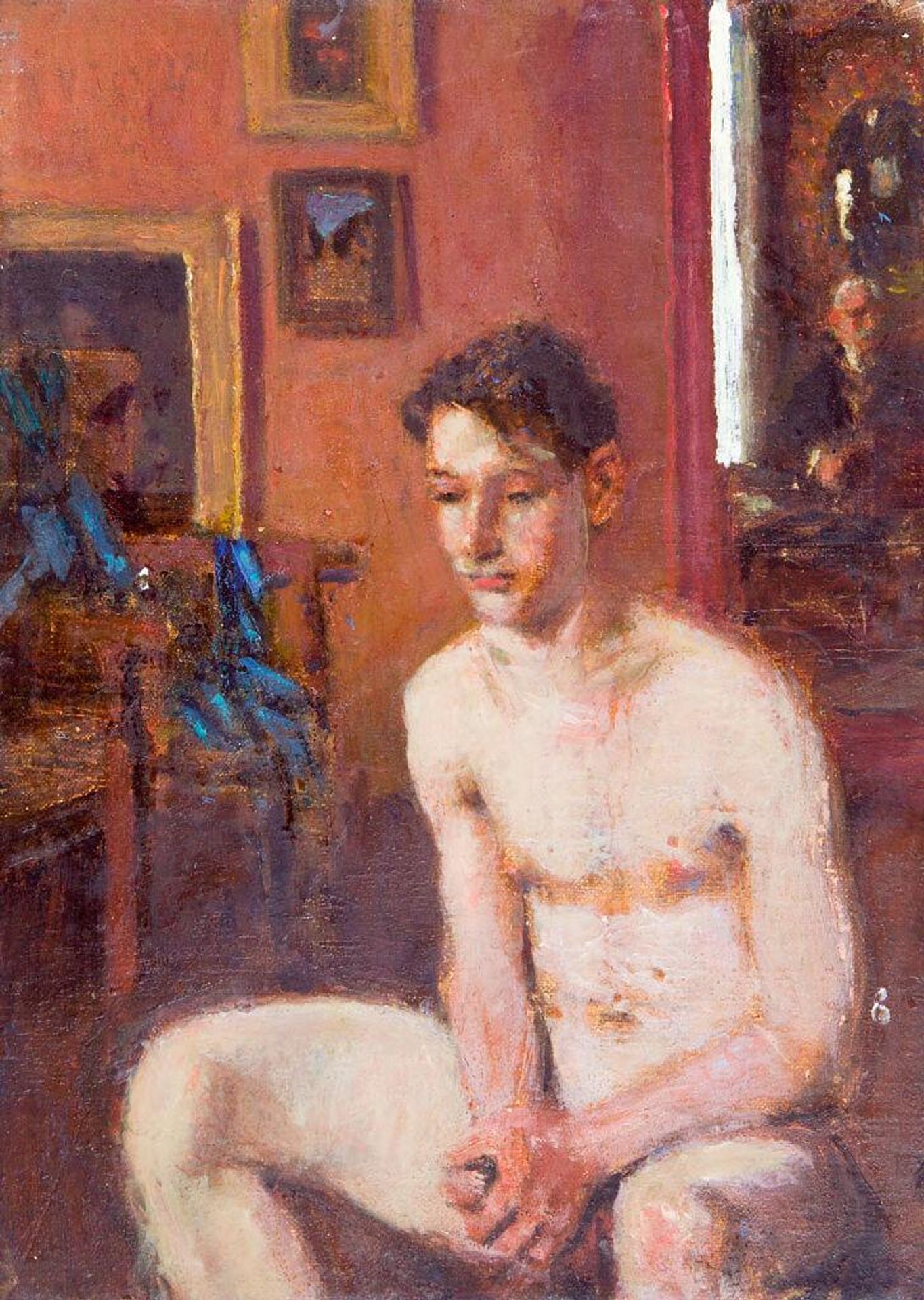 Portrait of a Seated Young Man with Mirror at Right by Denman Waldo Ross