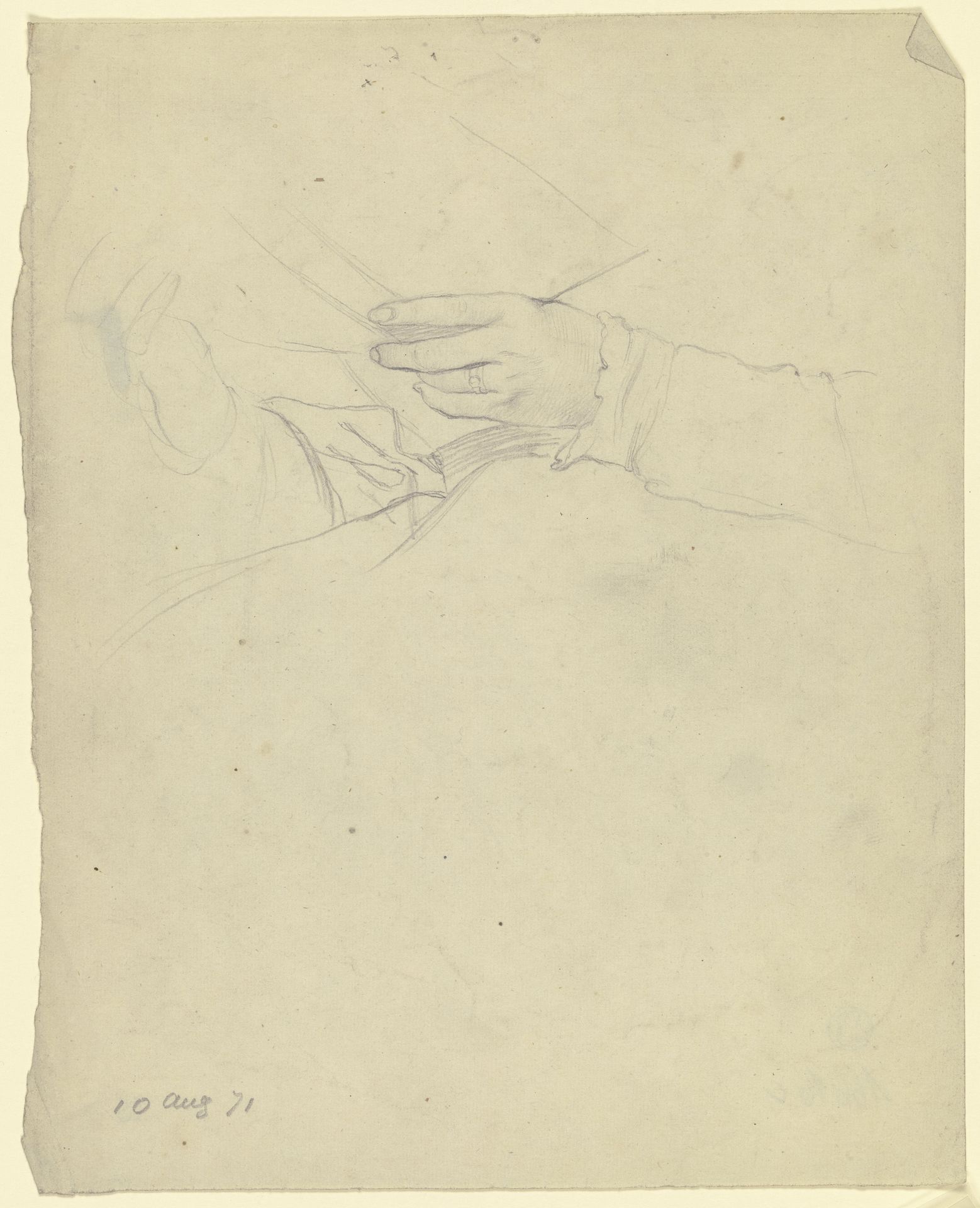 Luise Scholderer, ein Buch lesend, Detail der Hand by Otto Scholderer