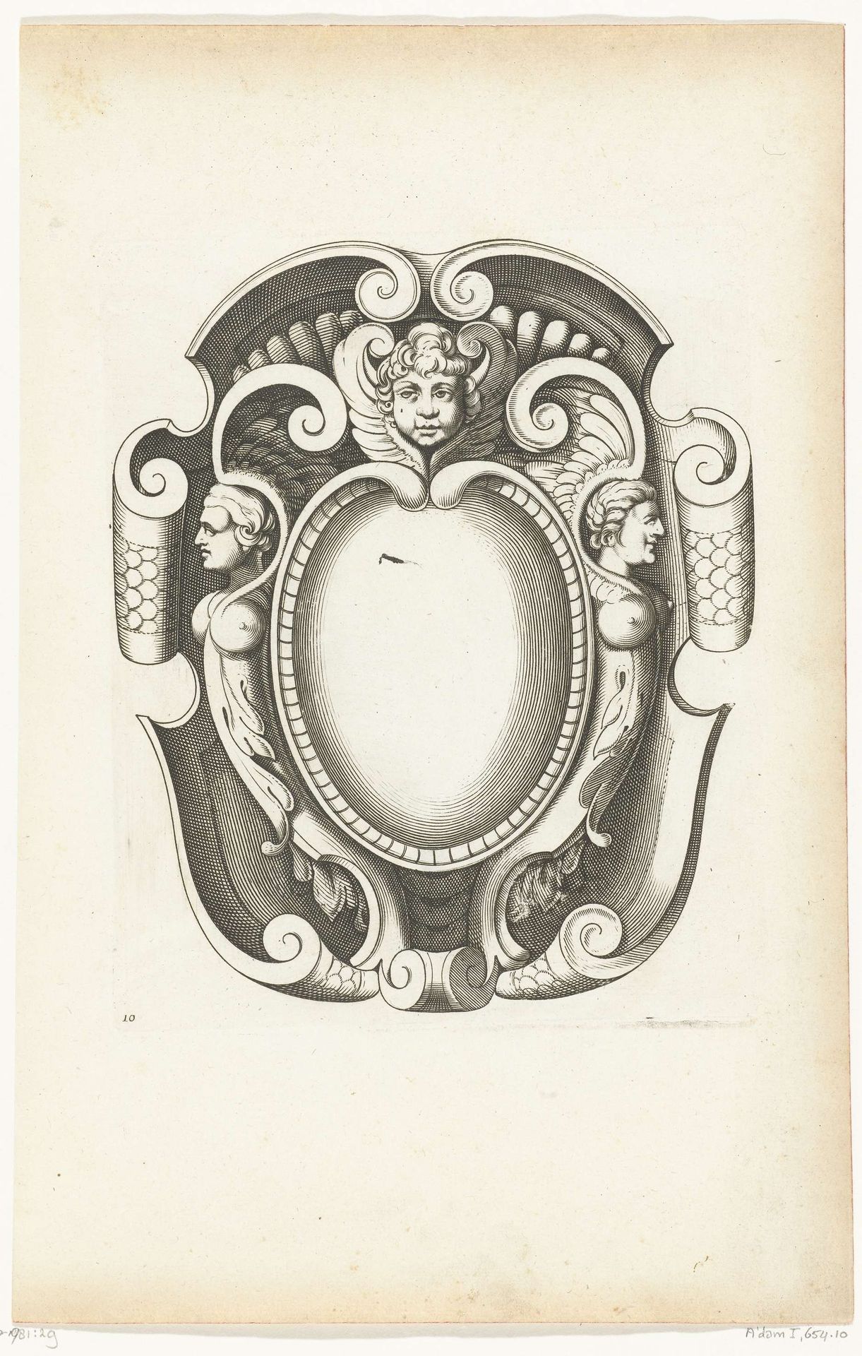 Cartouche met cherubijntje bovenaan by Pierre Firens