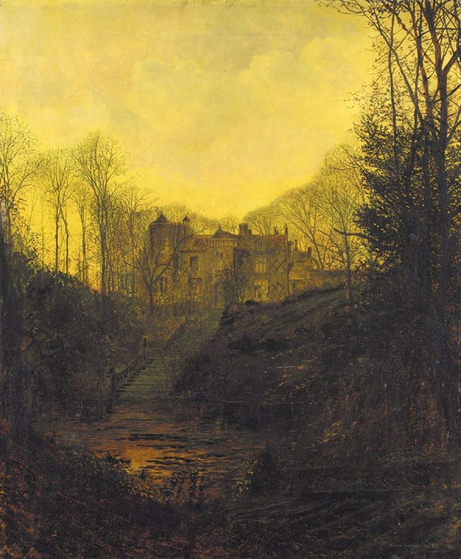 A Manor House in Autumn by John Atkinson Grimshaw