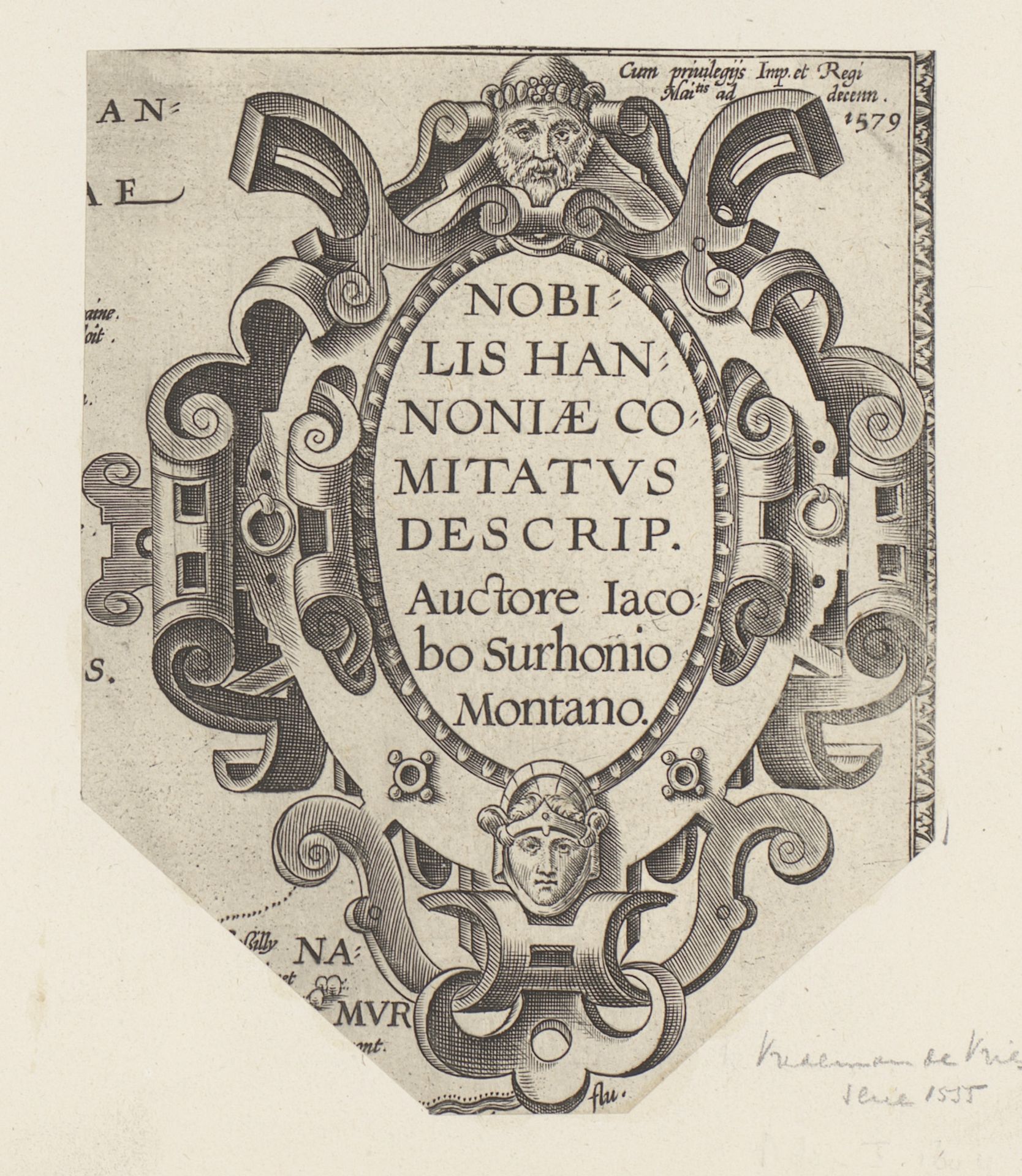 Cartouche met mannen- en vrouwenmasker by Anonymous