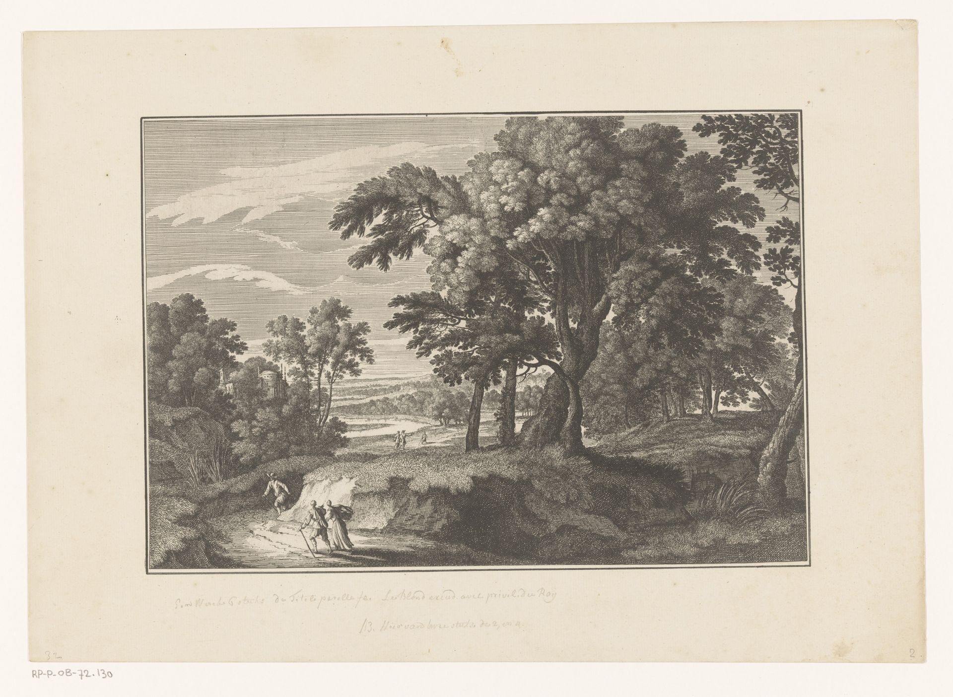 Landschap met wandelaars op een pad by Nicolas Perelle