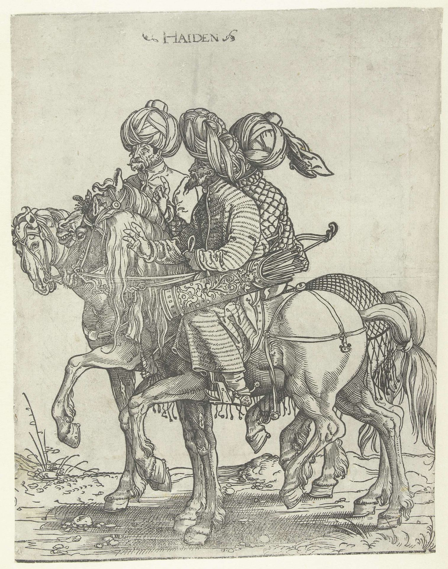 Drie boogschutters te paard by Jan Swart van Groningen