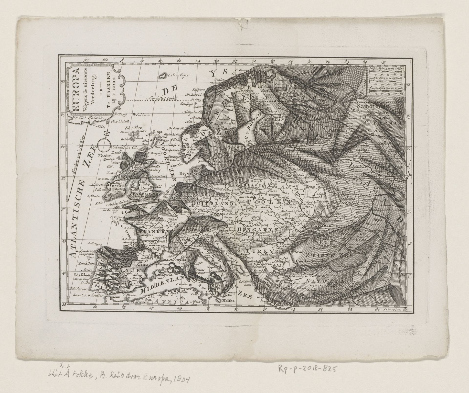 Kaart van Europa, als koningin by Hendrik Kloekhoff
