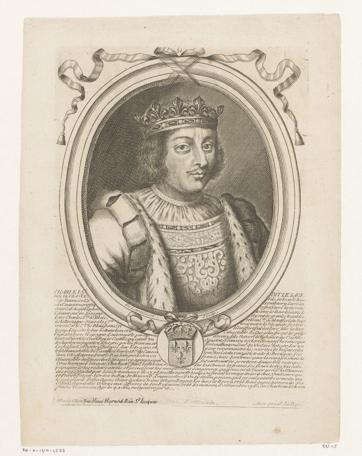 Portret van Karel V, koning van Frankrijk by Nicolas de (I) Larmessin