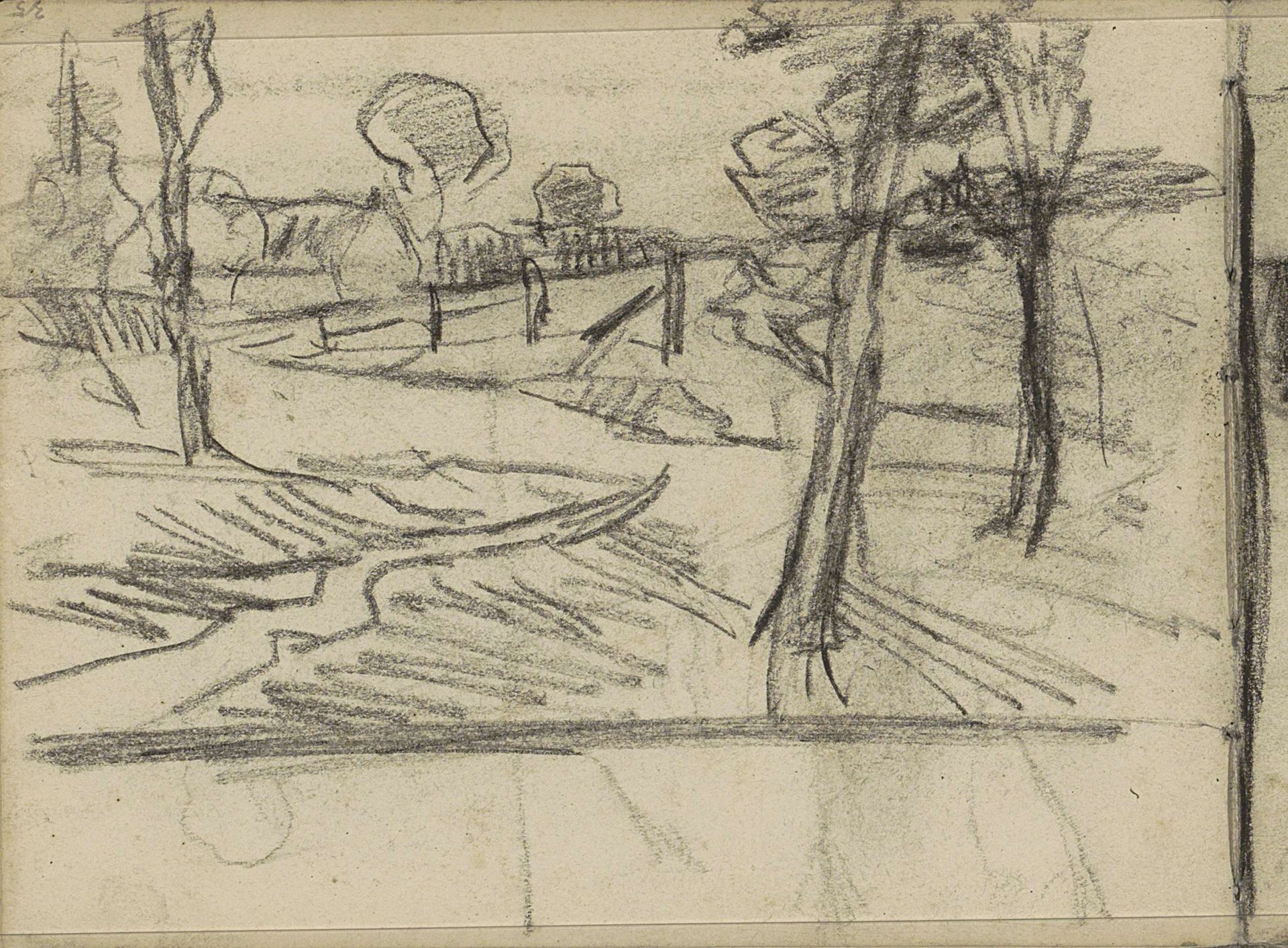 Landschap met bomen en een huis by Hermannus Adrianus van Oosterzee