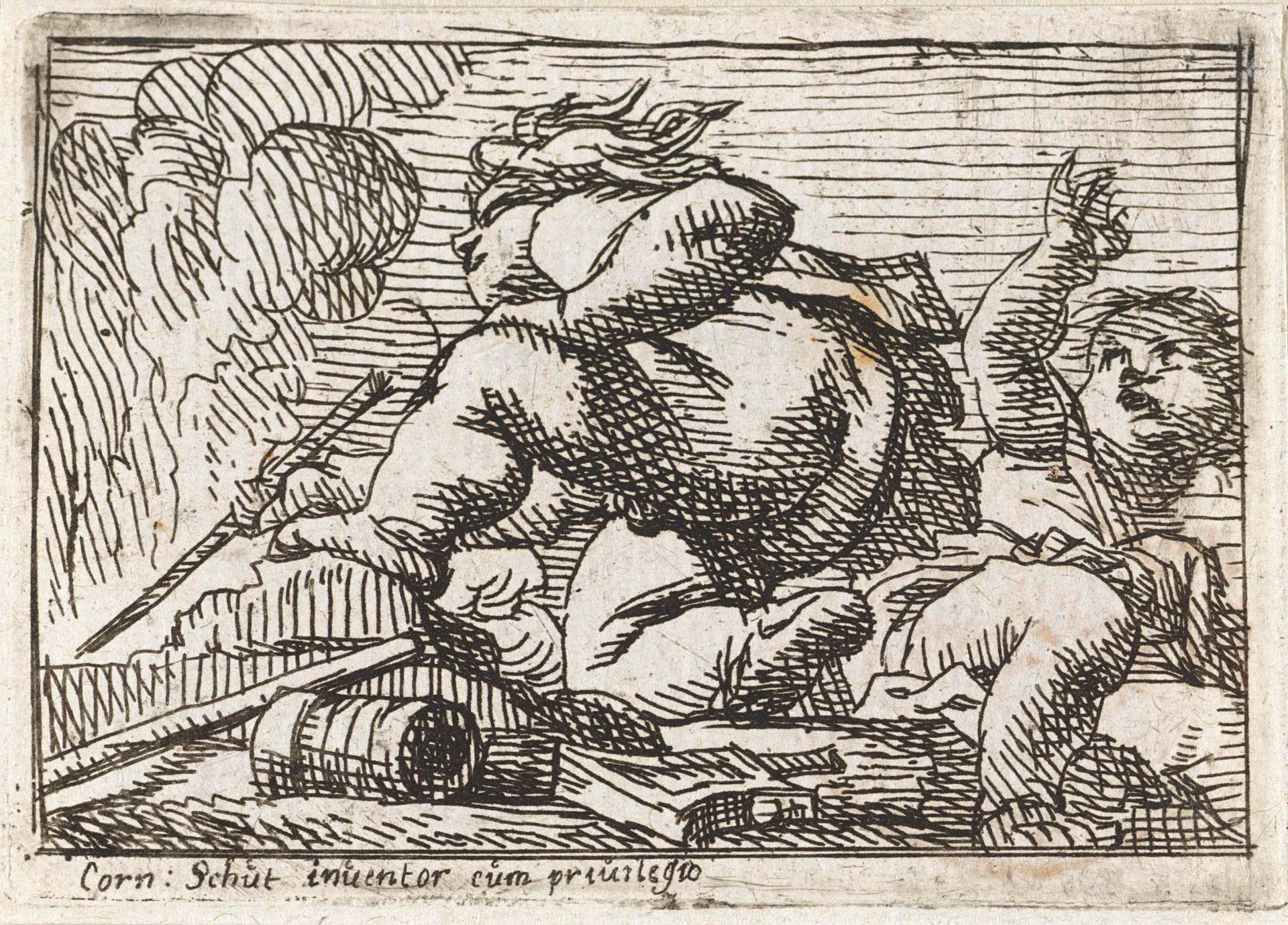 Twee putti bij een vuur by Cornelis Schut