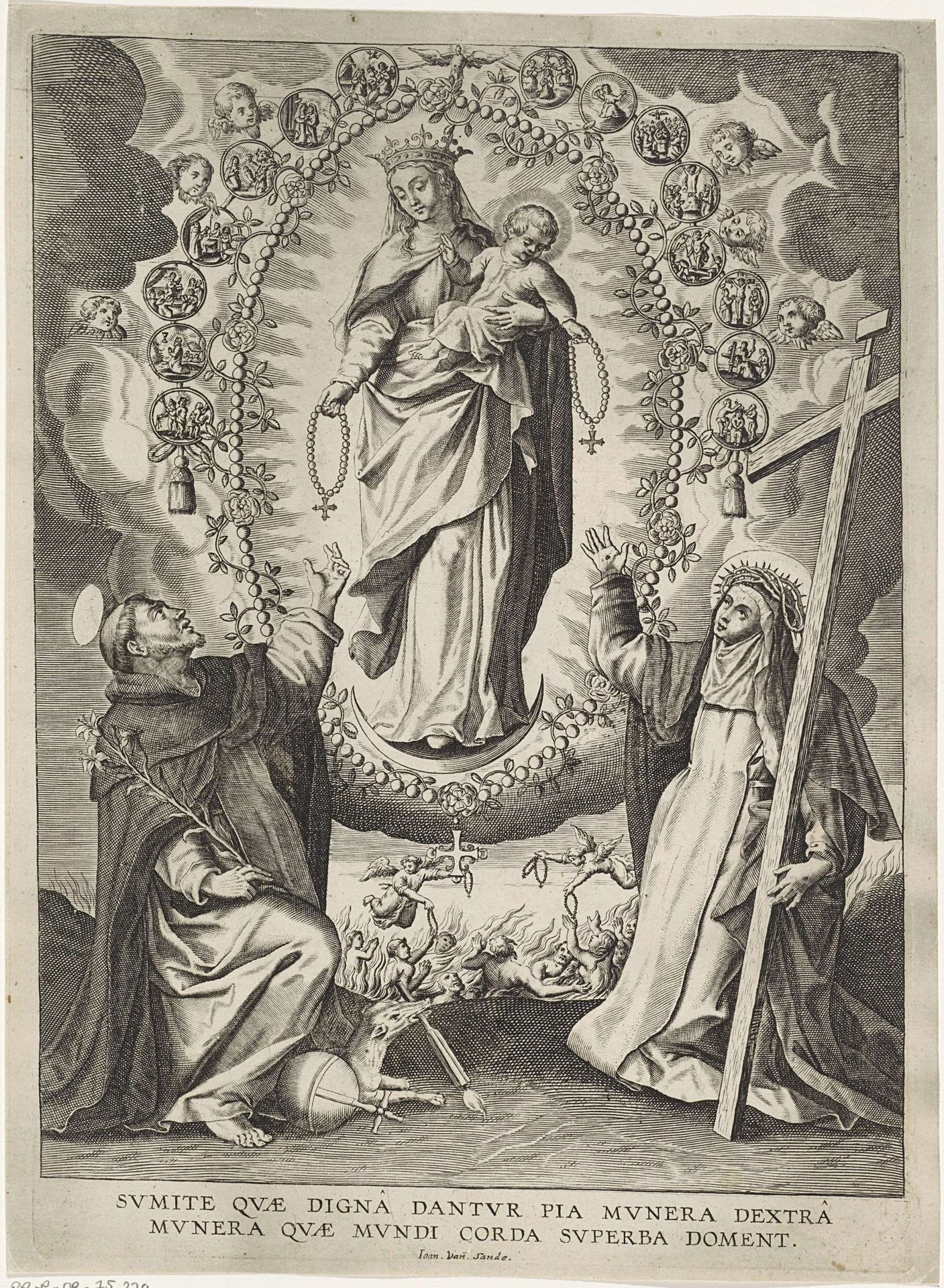 Maria van de Rozenkrans met de H. Dominicus en de H. Catharina van Siena by Anonymous