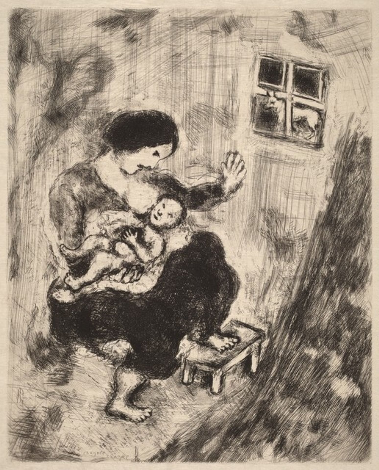 The Wolf, the Mother, and the Child by Marc Chagall