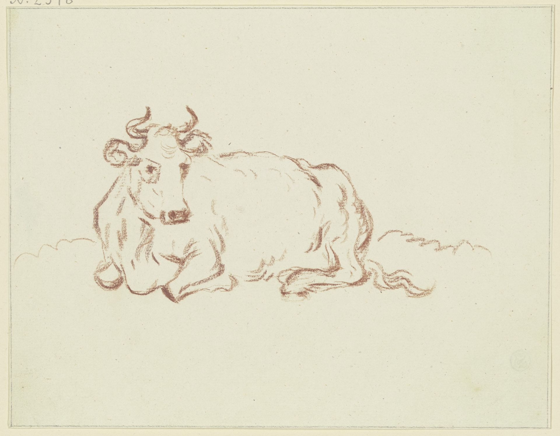 Lying cattle to the left by Friedrich Wilhelm Hirt