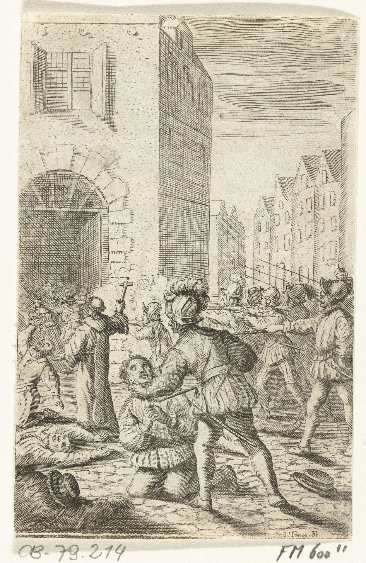 Moord door de Spanjaarden in de straten van Naarden, 1572 by Jan van Troyen