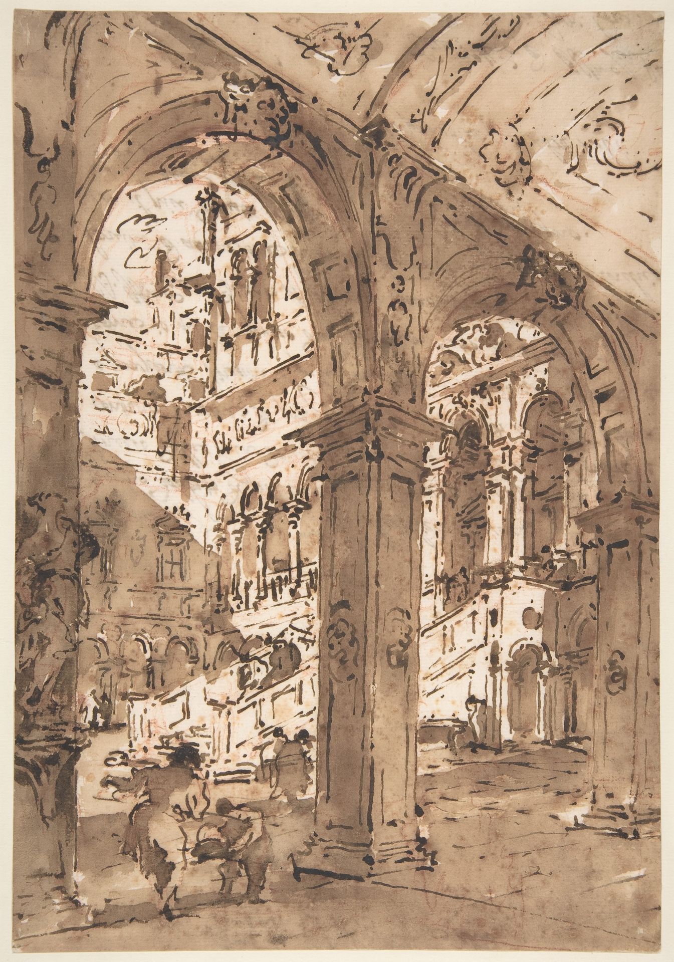 Architectural Capriccio: Courtyard of a Palace by Francesco Guardi