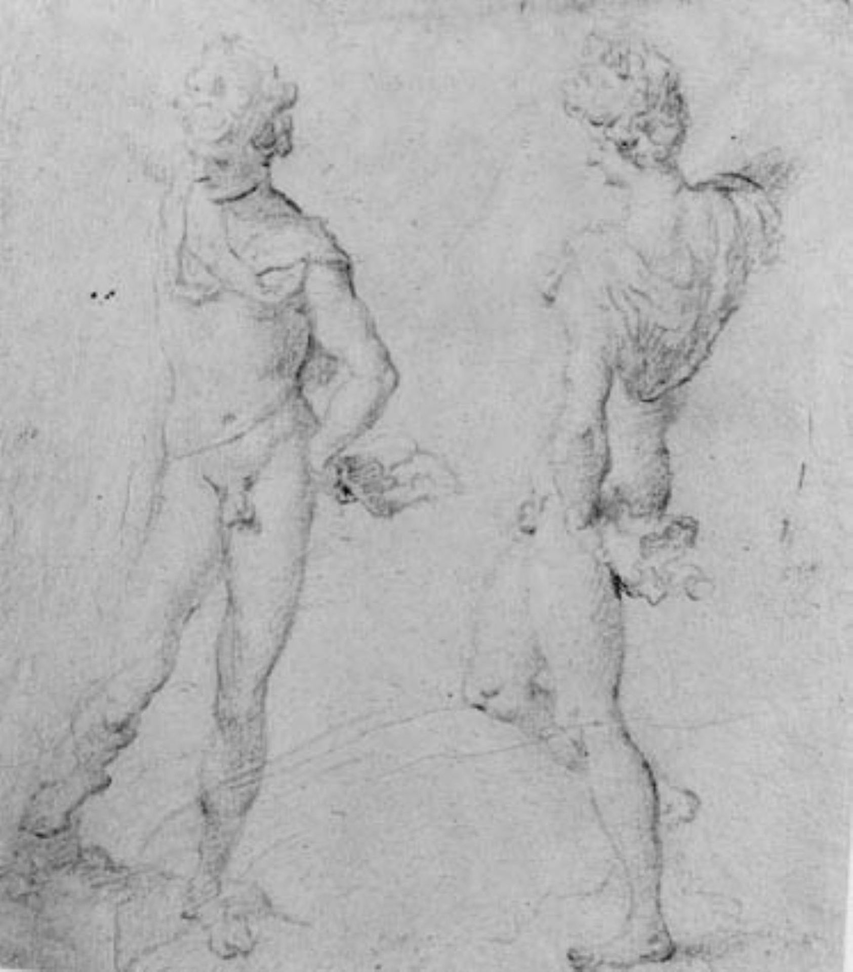Two views of a statuette of a young man by Bernardino Poccetti