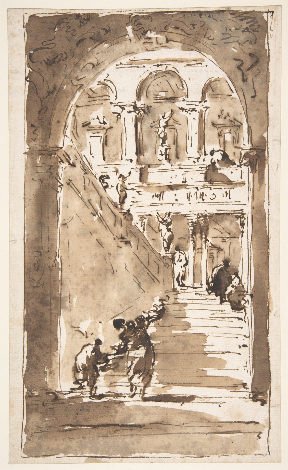 Architectural Fantasy: Figures on a Grand Staircase by Francesco Guardi