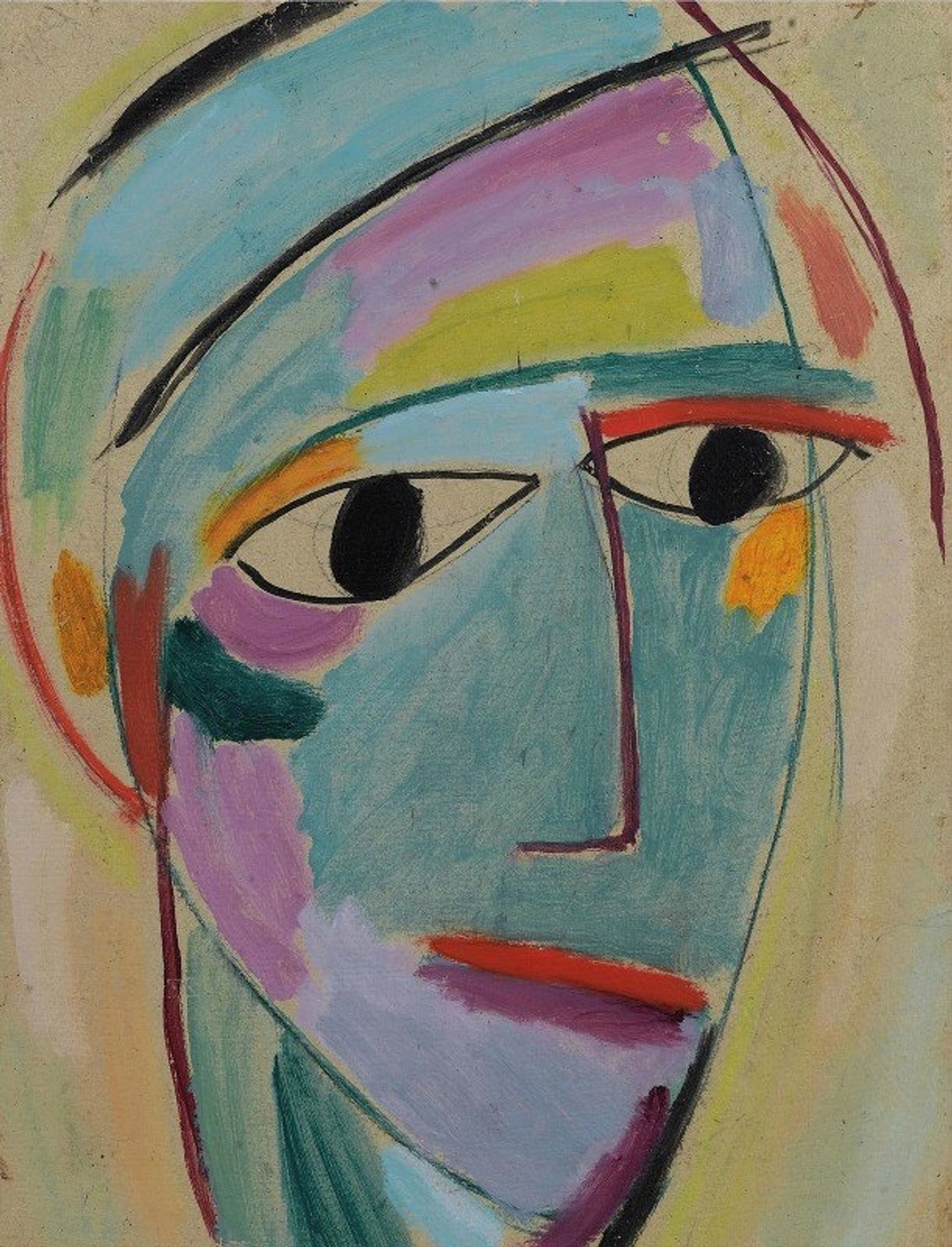 Mystical head, Three-quarter profile by Alexej von Jawlensky