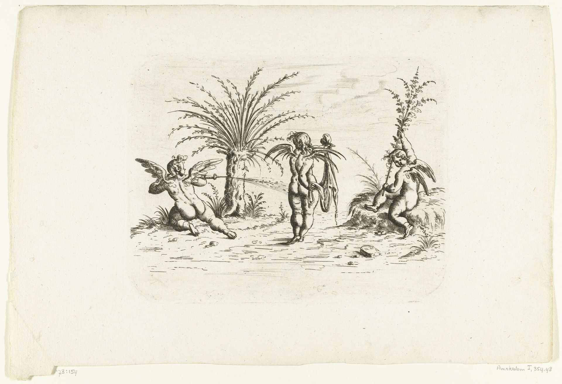 Landschap met drie putti by Christoph Jamnitzer