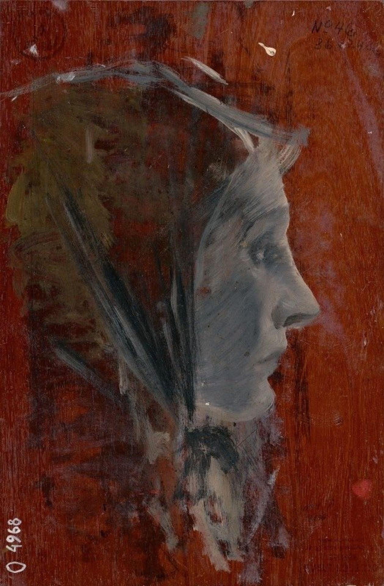 Study of Female Head from Profile by Ladislav Mednyánszky