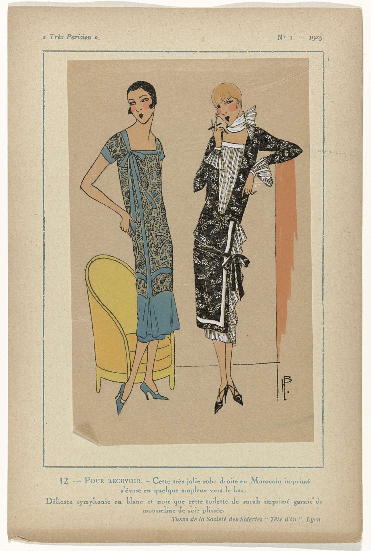 Très Parisien, 1925, No. 1, Pl. 12.- POUR RECEVOIR. by G-P. Joumard