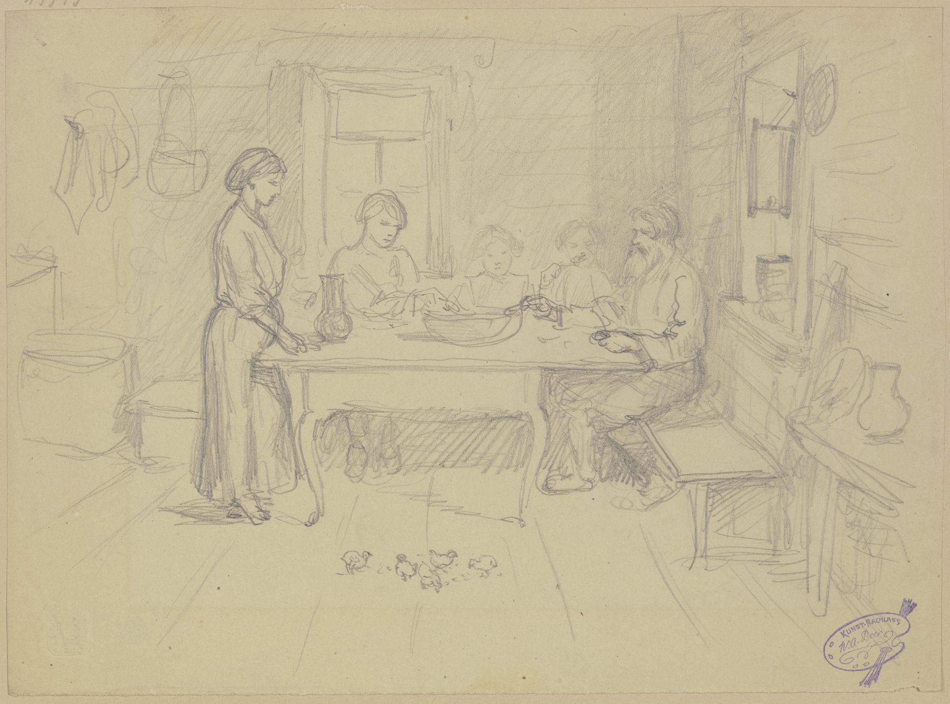 Russische Bauern beim Essen by Wilhelm Amandus Beer