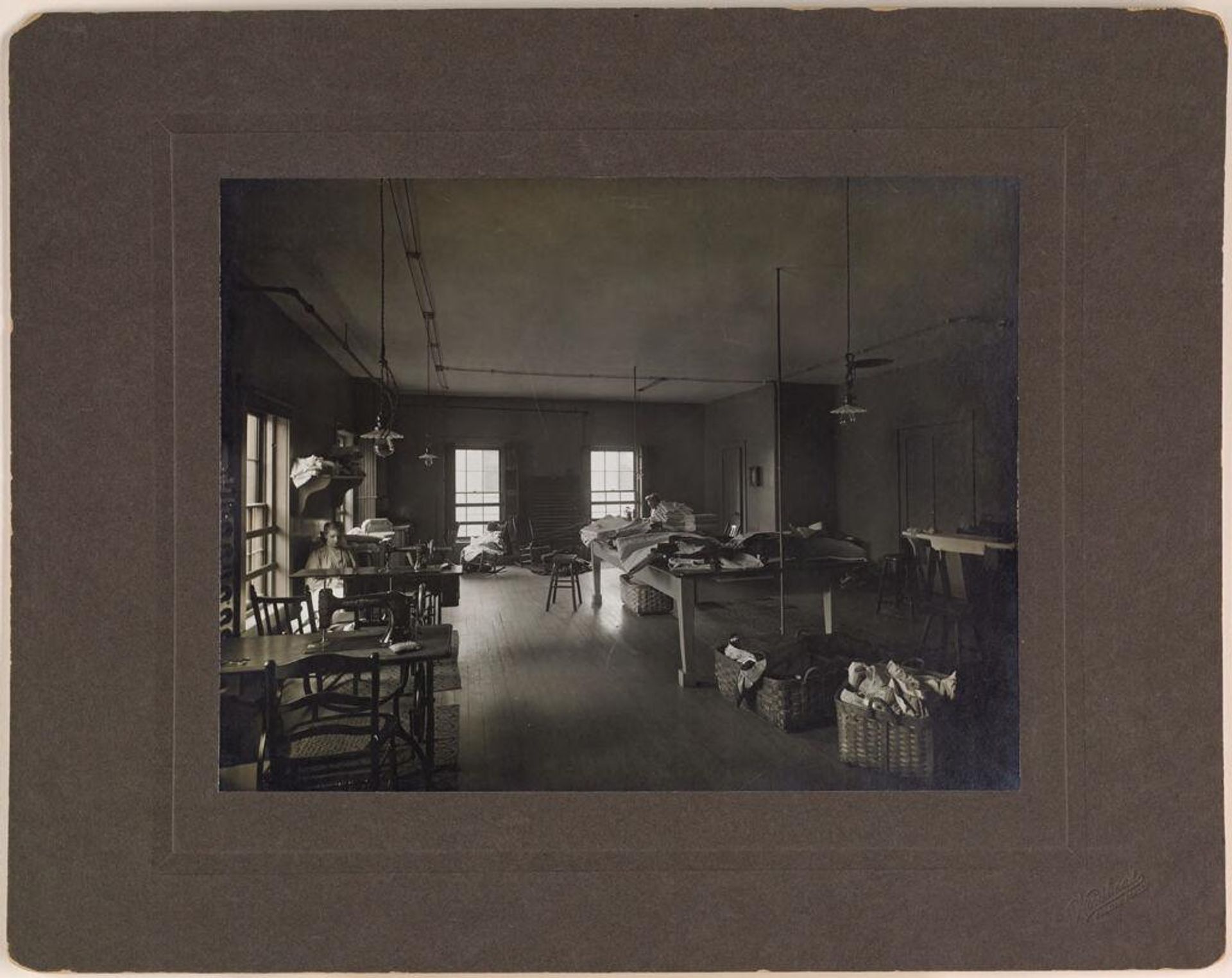 Defectives, Epileptics: United States. Massachusetts. Palmer. State Hospital for Epileptics: Marking room, 1907. by Woodhead Studio