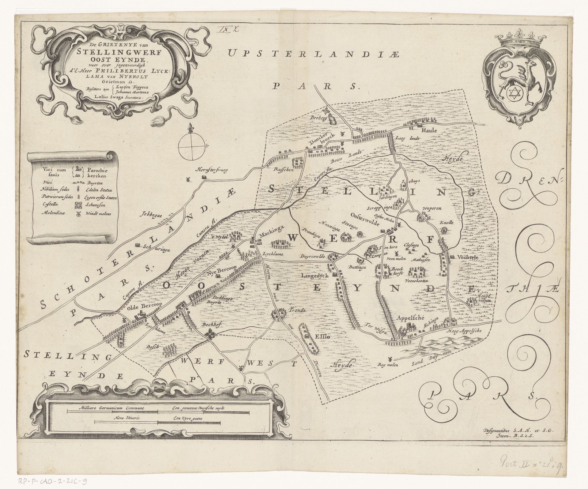 Kaart van de grietenij Ooststellingwerf by Jacob van Meurs