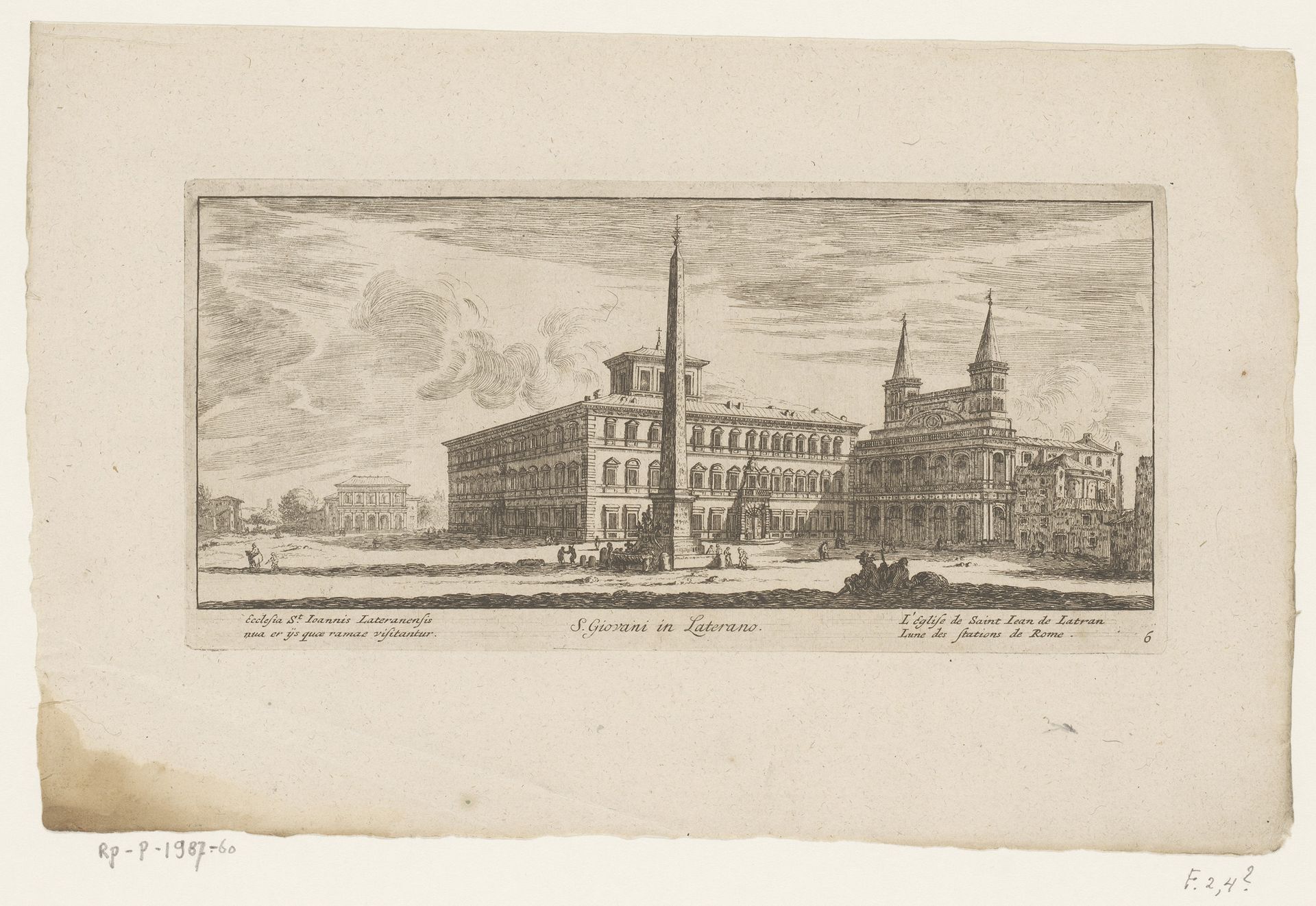 Gezicht op het plein aan de achterzijde van de Sint-Jan van Lateranen, te Rome by Anonymous