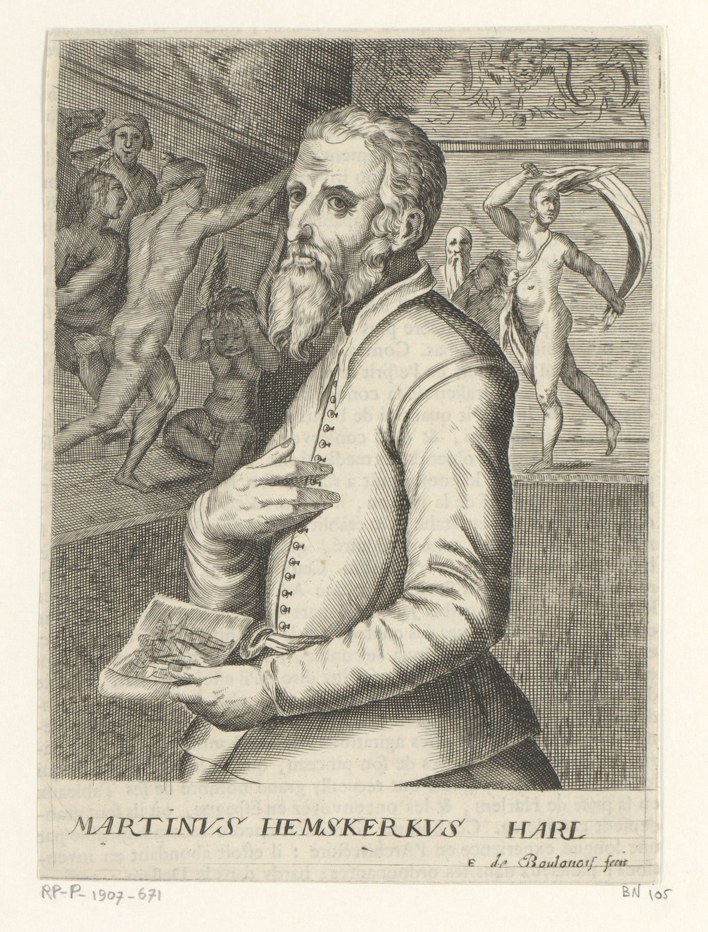 Portret van Maarten van Heemskerck by Edme de Boulonois