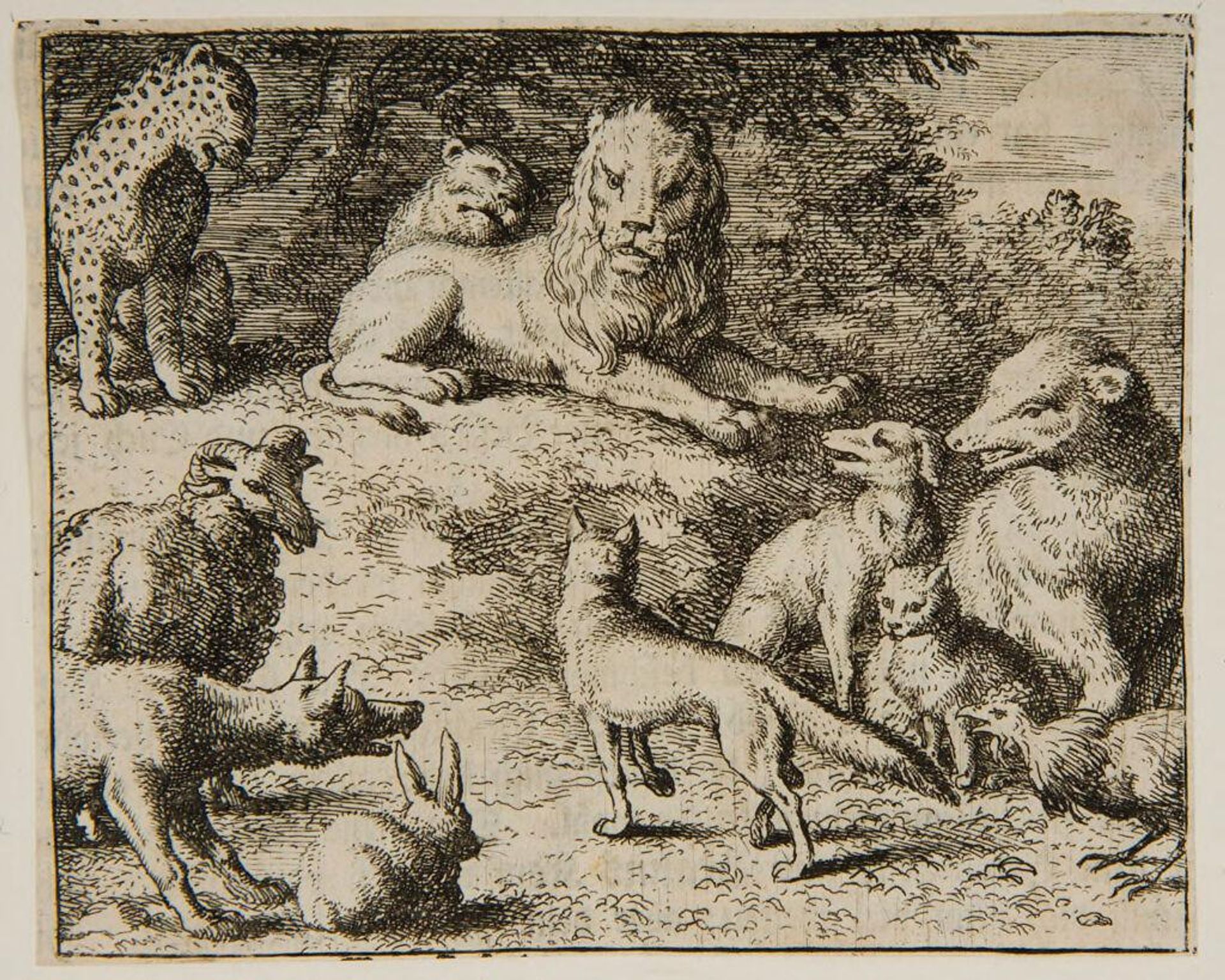 Reynard addresses Lion's court, his back to viewer by Allart van Everdingen