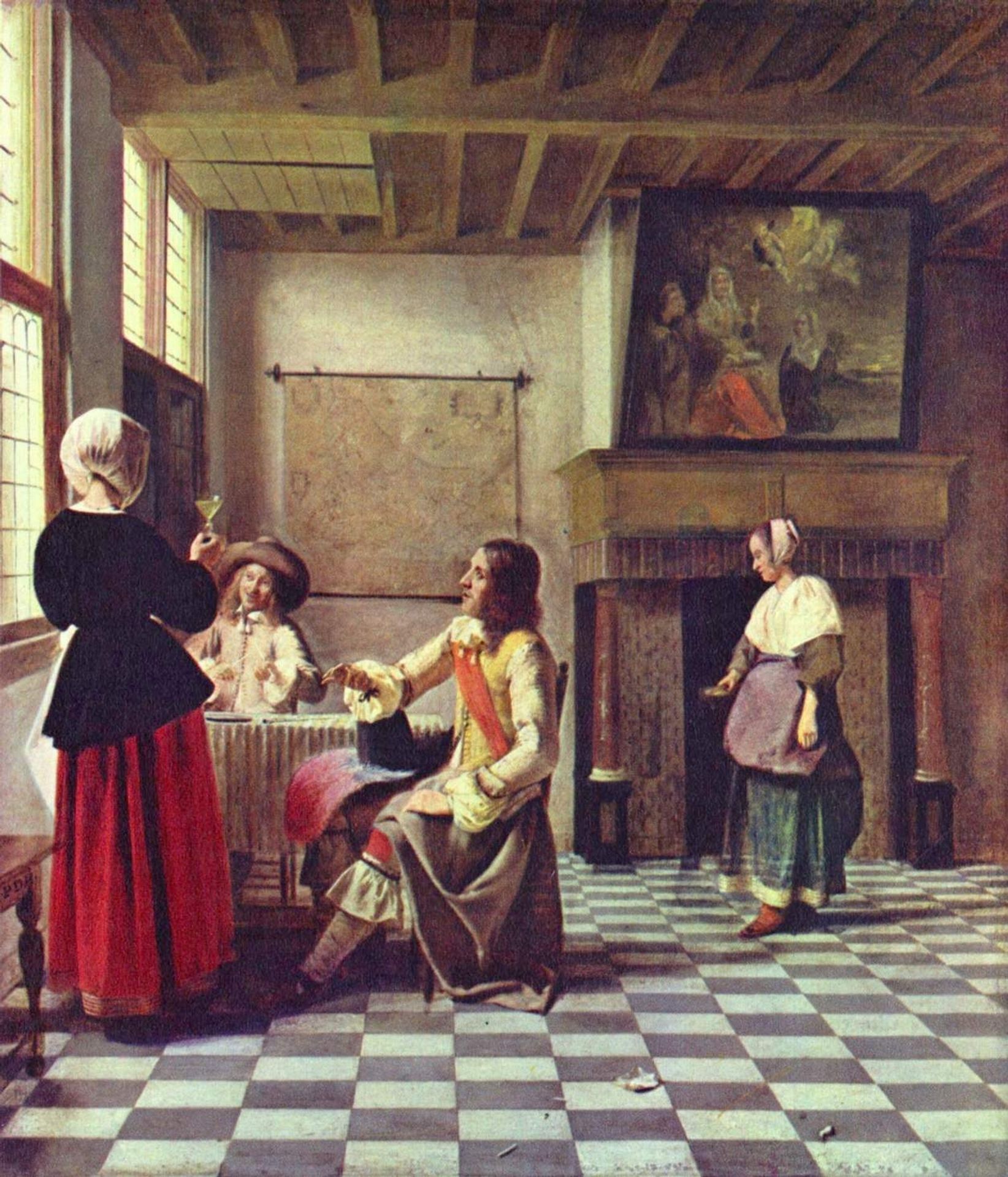 A Woman Drinking with Two Men by Pieter de Hooch