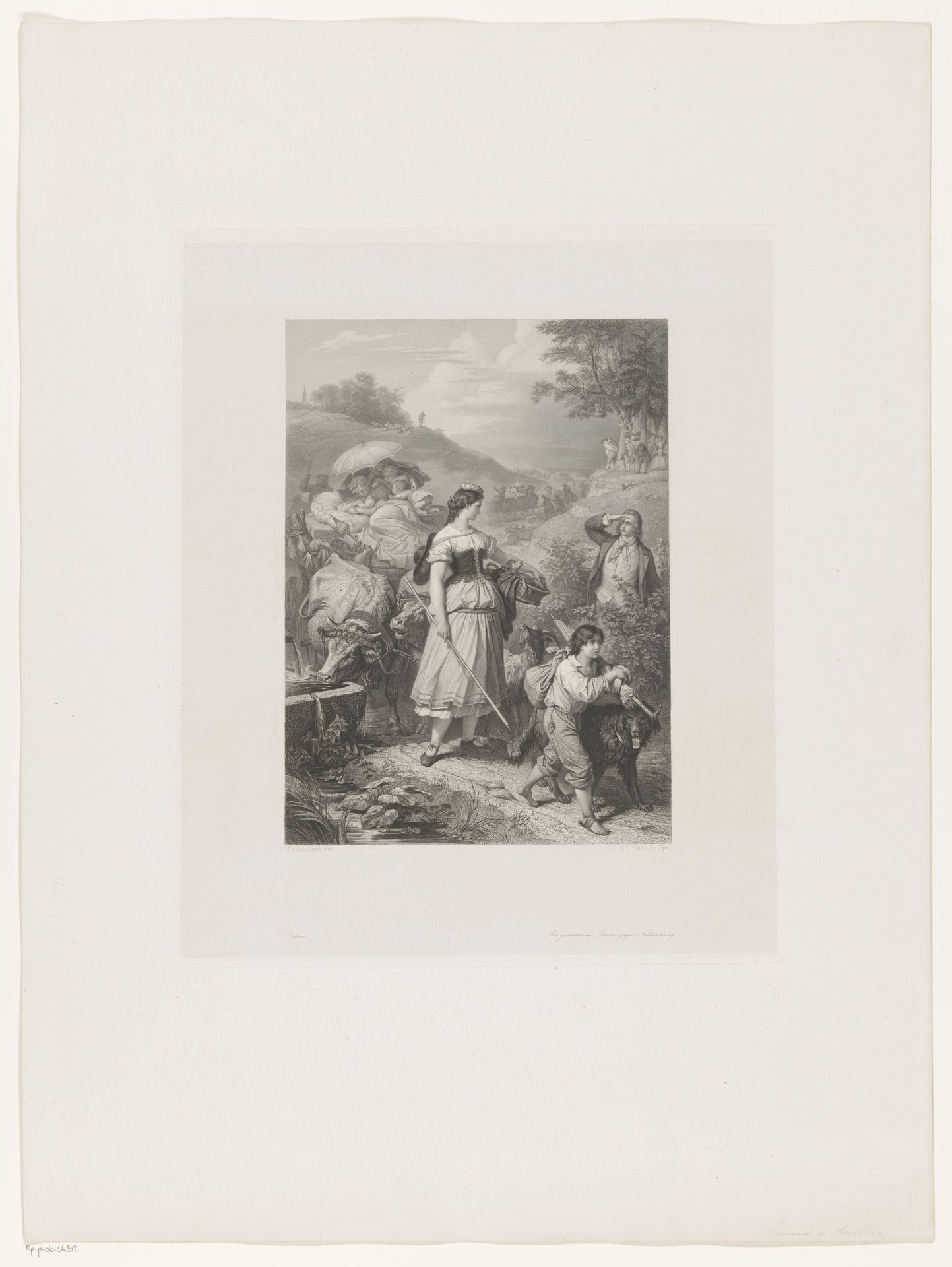 Dorothea met een groep reizigers uit Goethe's Hermann und Dorothea by Johann Leonhard Raab