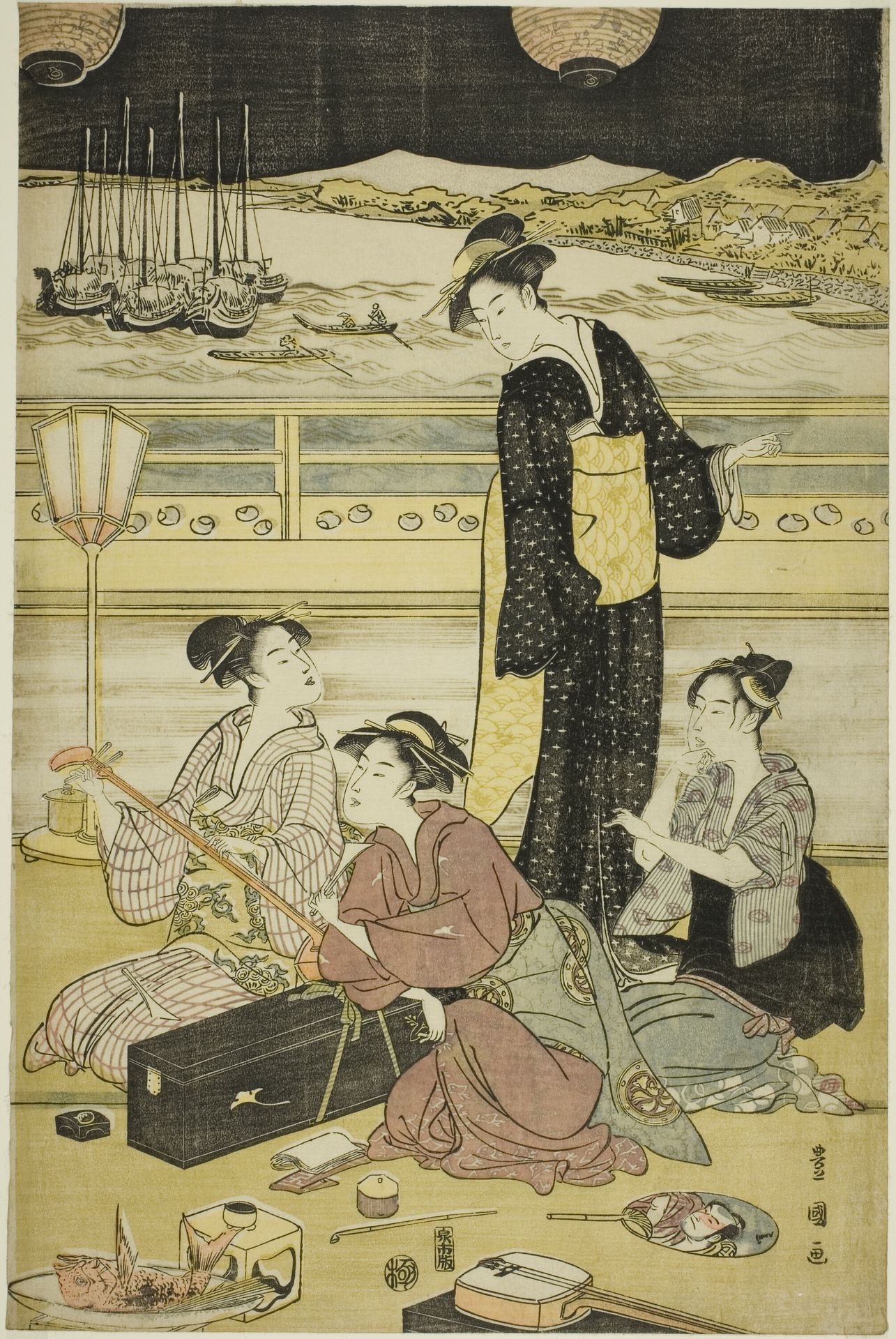 Evening party at Shinagawa by Utagawa Toyokuni I