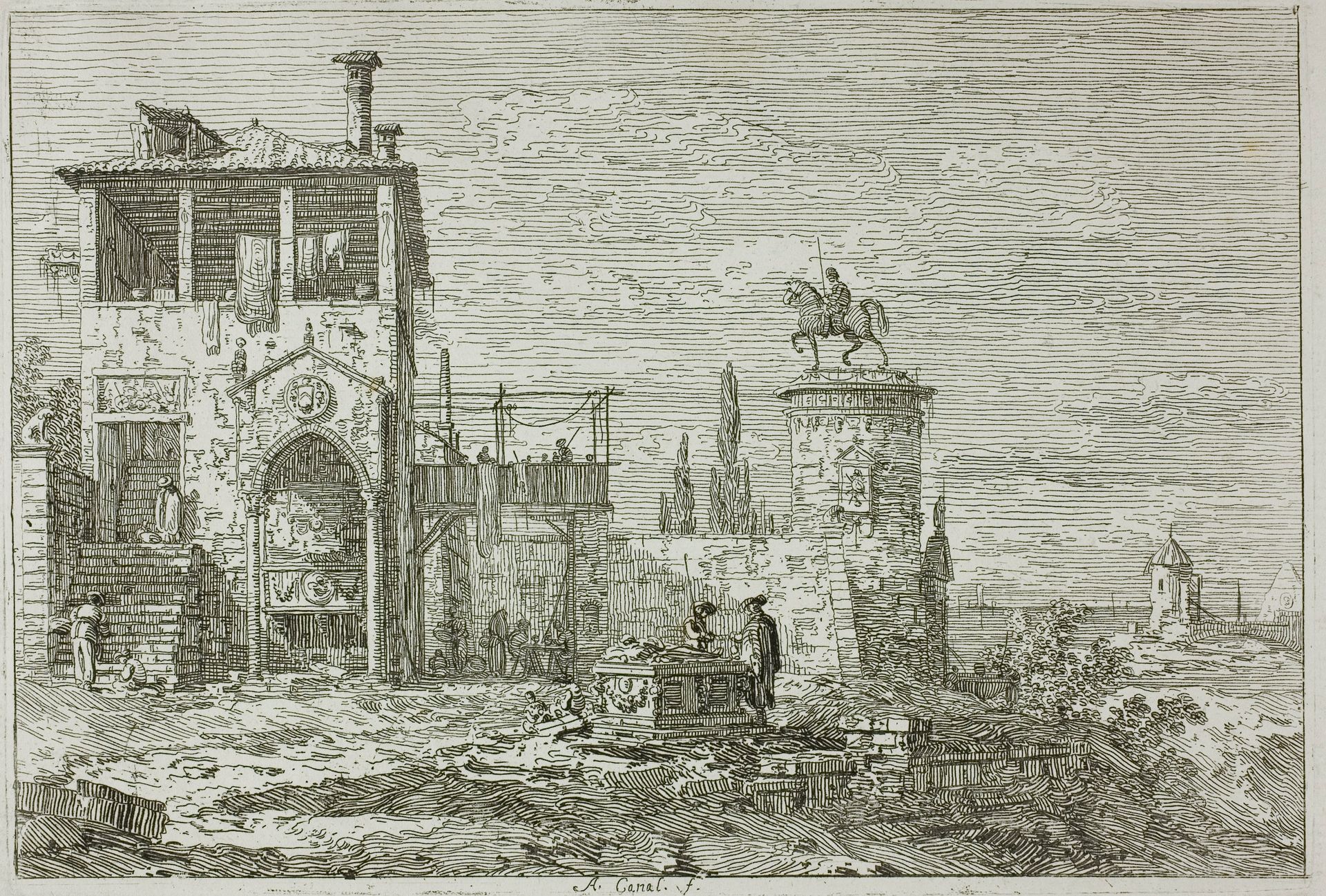 The Equestrian Monument, from Vedute by Canaletto
