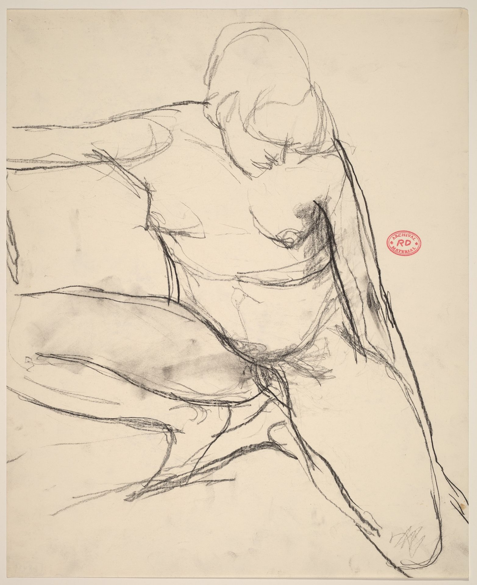 Untitled [kneeling female nude looking down] by Richard Diebenkorn